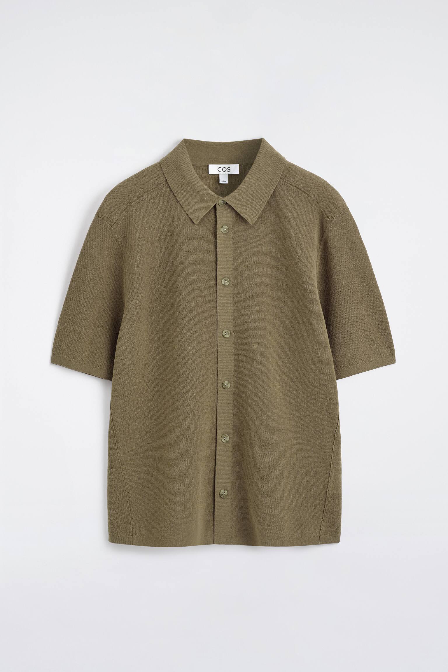 CAMICIA A MANICHE CORTE IN MAGLIA DI LINO - KAKI - 1