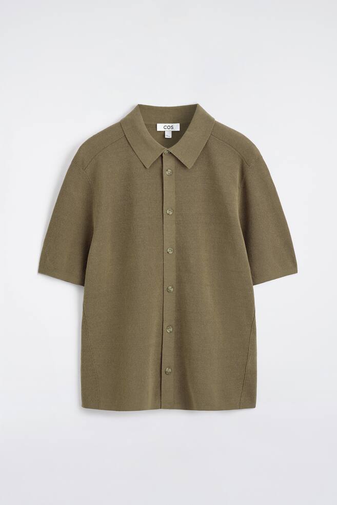 CAMICIA A MANICHE CORTE IN MAGLIA DI LINO - KAKI - 1