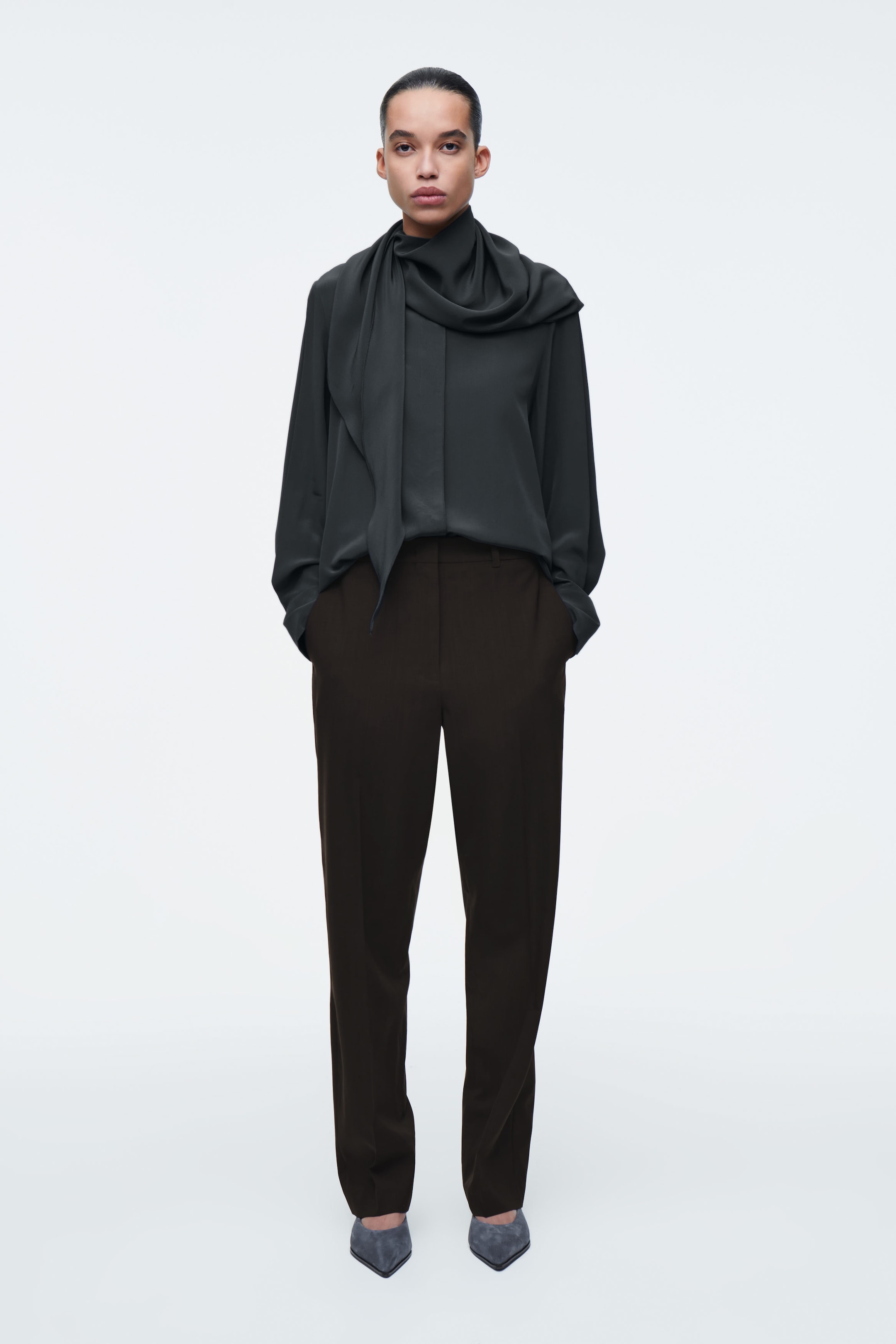 SILK SCARF-DETAIL SHIRT