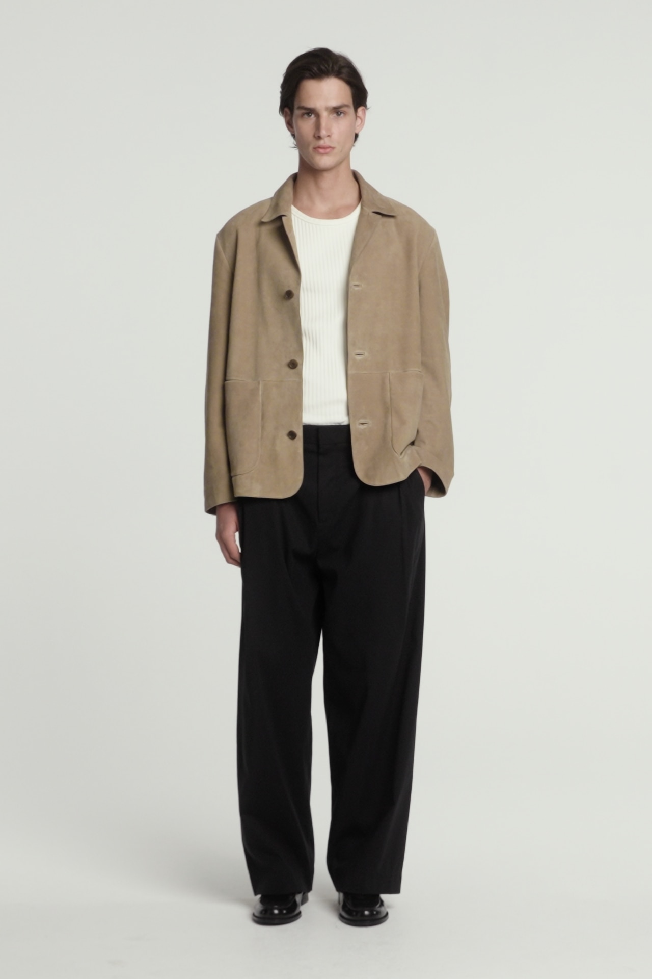 RELAXED SUEDE JACKET - BEIGE | COS
