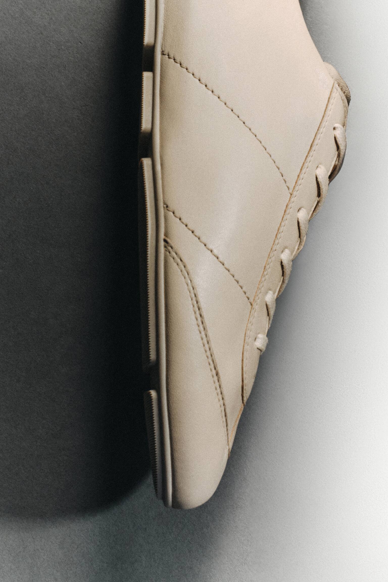 SCHLICHTE SNEAKERS AUS LEDER - HELLES BEIGE/SCHWARZ - 4