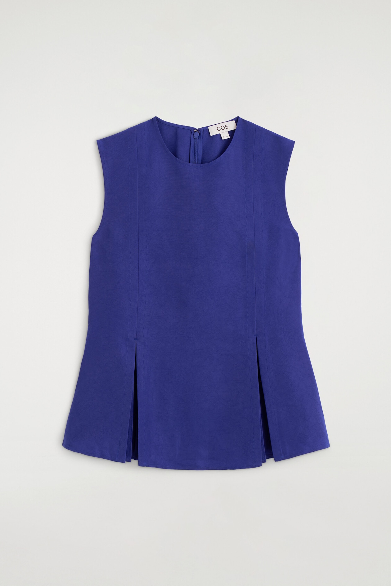 PLEATED PEPLUM TOP — COBALT BLUE