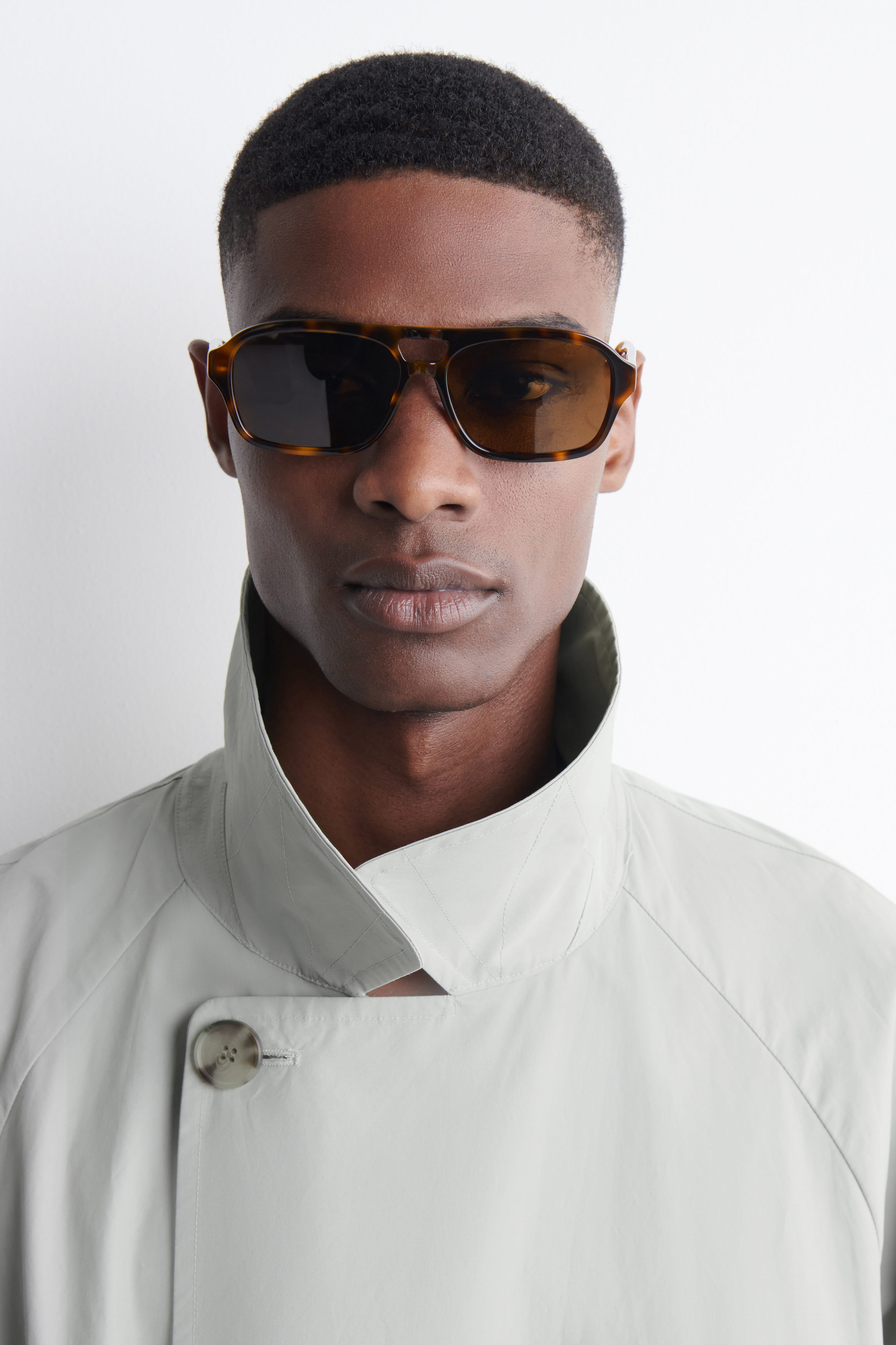 RECTANGULAR AVIATOR SUNGLASSES - BLACK / GREY | COS CA