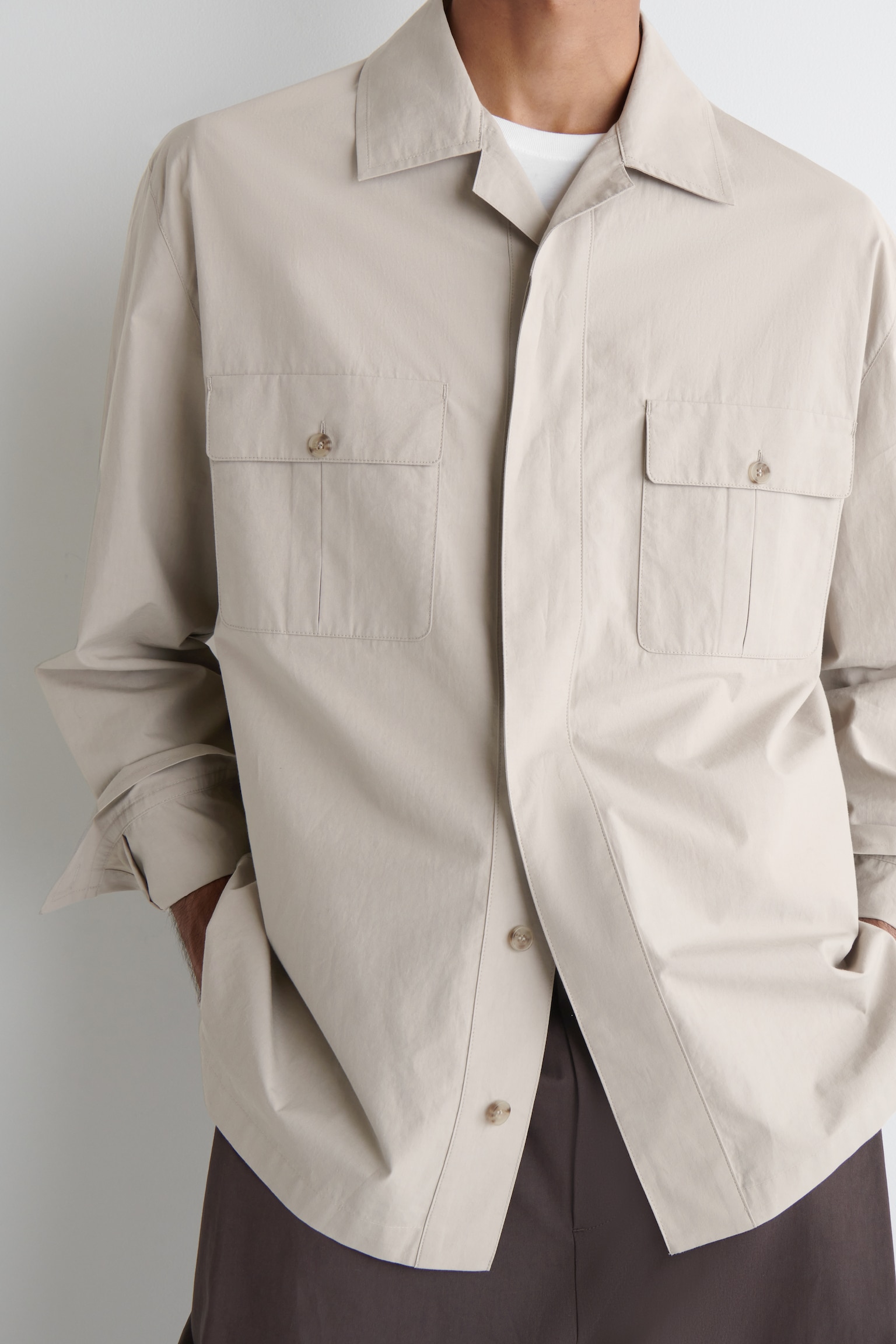 CAMISA DE ALGODÓN RELAXED FIT - TOPO CLARO/TOPO OSCURO - 5