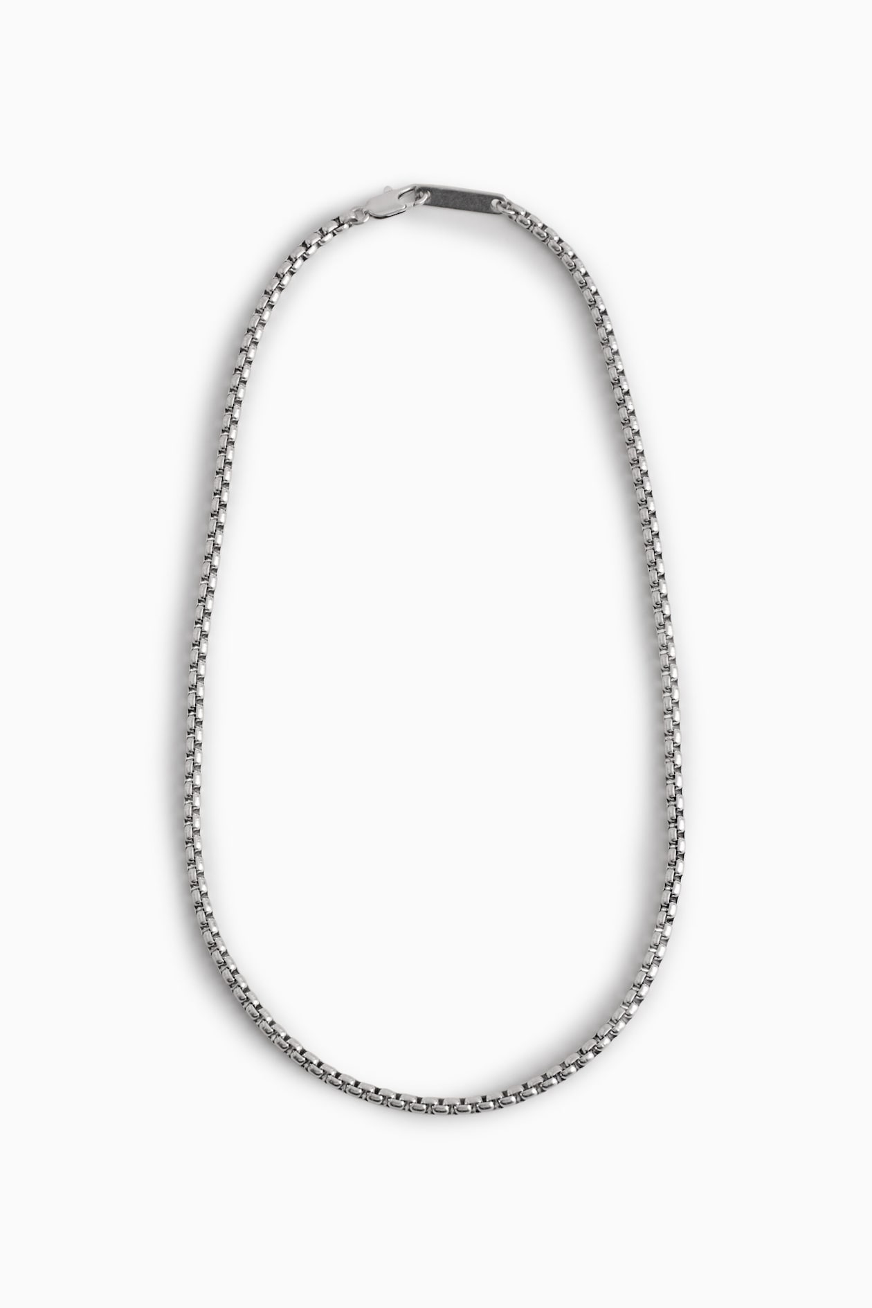 BOX-CHAIN NECKLACE — SILVER