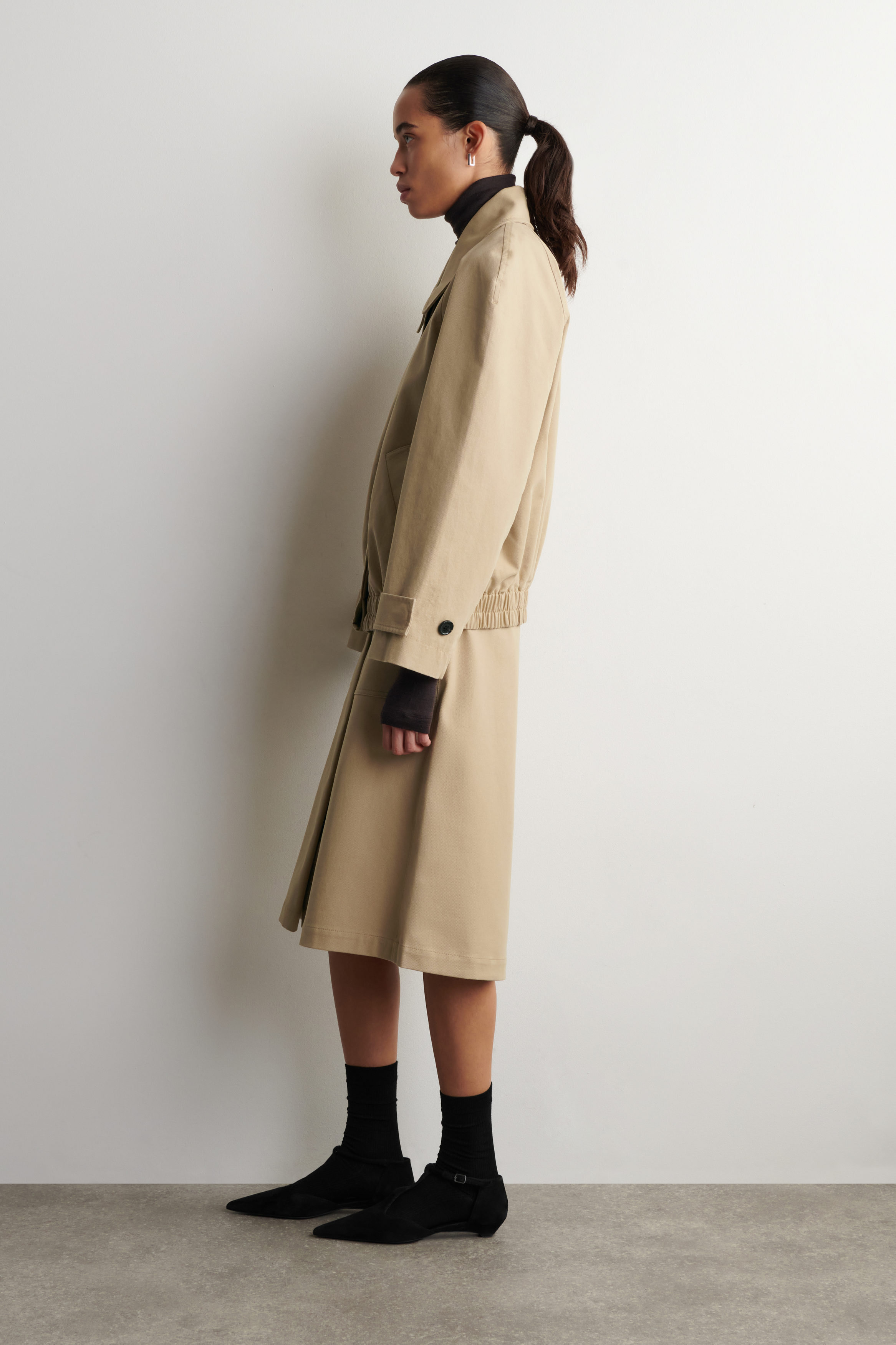 ROUNDED COTTON BLOUSON JACKET - BEIGE | COS NL