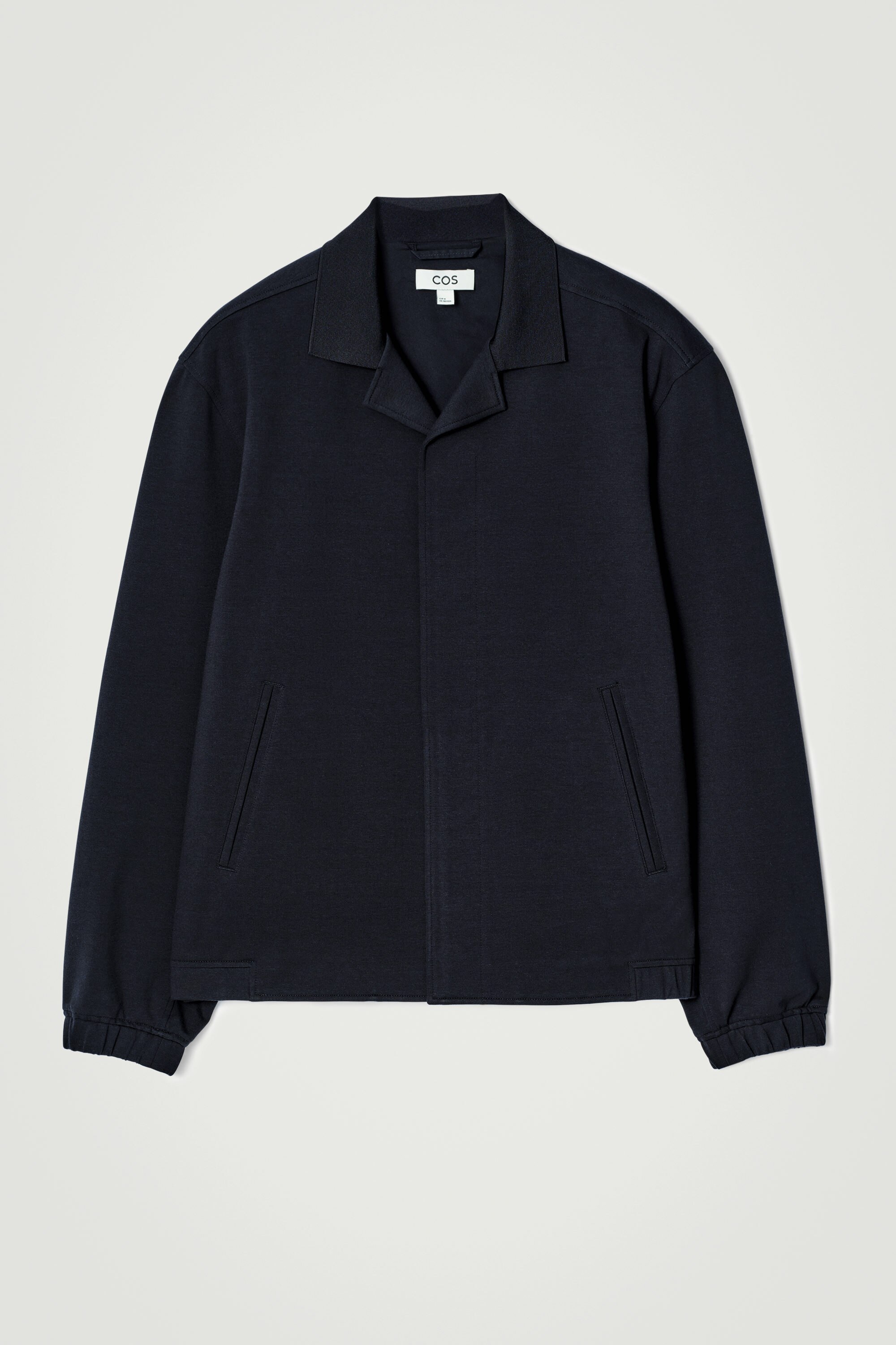 ジャケット・アウター Duplex Cotton Jersey MA-1 Cosmo Navy COLLARED INTERLOCK COTTON-JERSEY JACKET - NAVY | COS