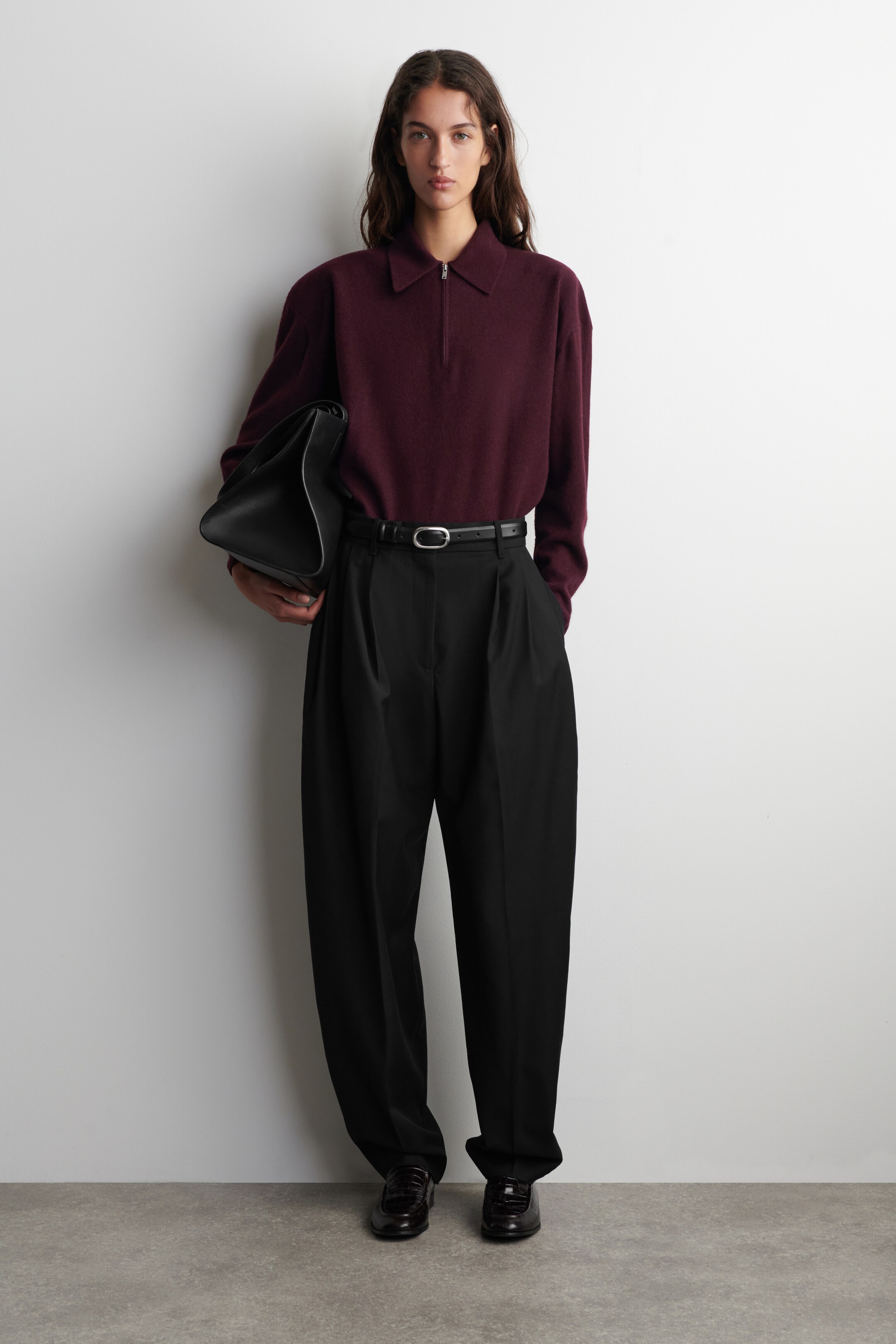 Visualizza immagine più grande: POLO CON CERNIERA IN LANA MERINO E YAK - BORDEAUX - DONNA | H&M IT 2