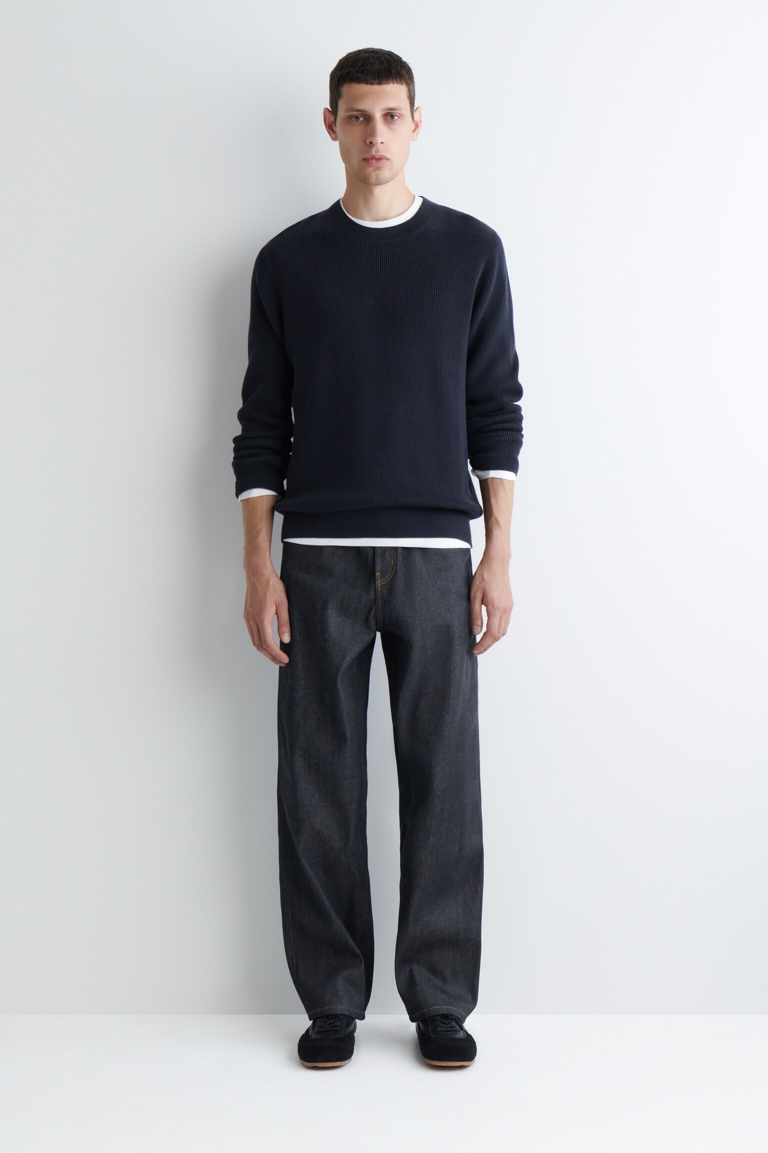 RIDER RAW SELVEDGE STRAIGHT-LEG JEANS - RAW INDIGO/BLACK