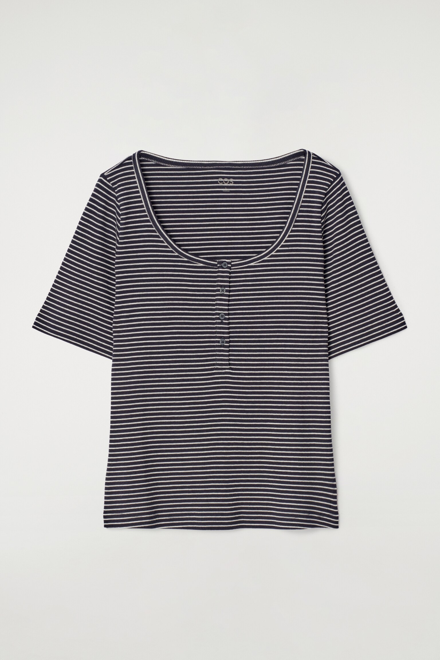 T-SHIRT HENLEY A COSTE - BLU NAVY / RIGHE/ROSA CHIARO - 2