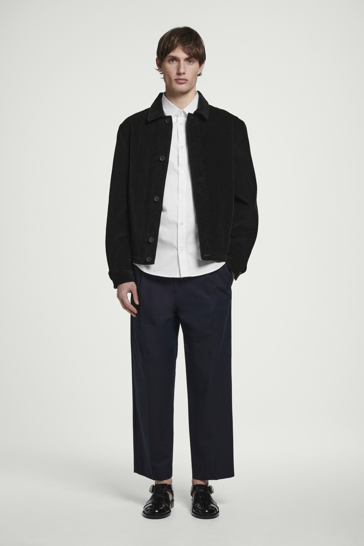 RELAXED COTTON-CORDUROY OVERSHIRT - BLACK - 8