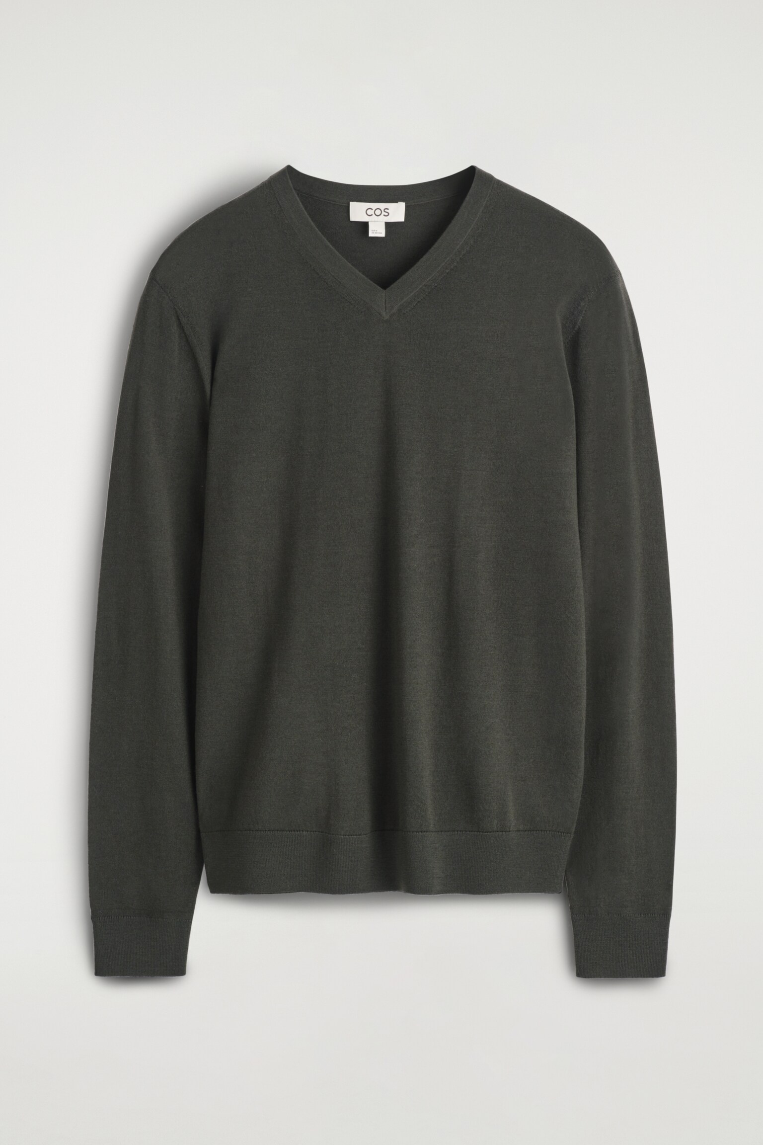 PULL À COL EN V SLIM EN LAINE MÉRINOS - VERT FONCÉ/NOIR - 2