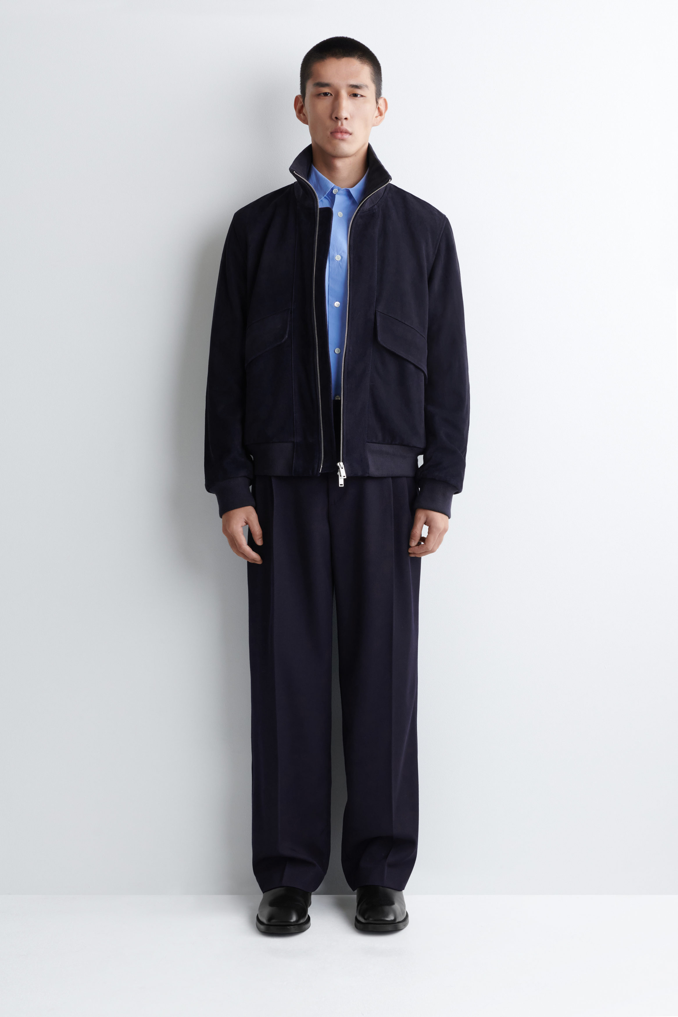 SUEDE FLIGHT JACKET - NAVY | COS US