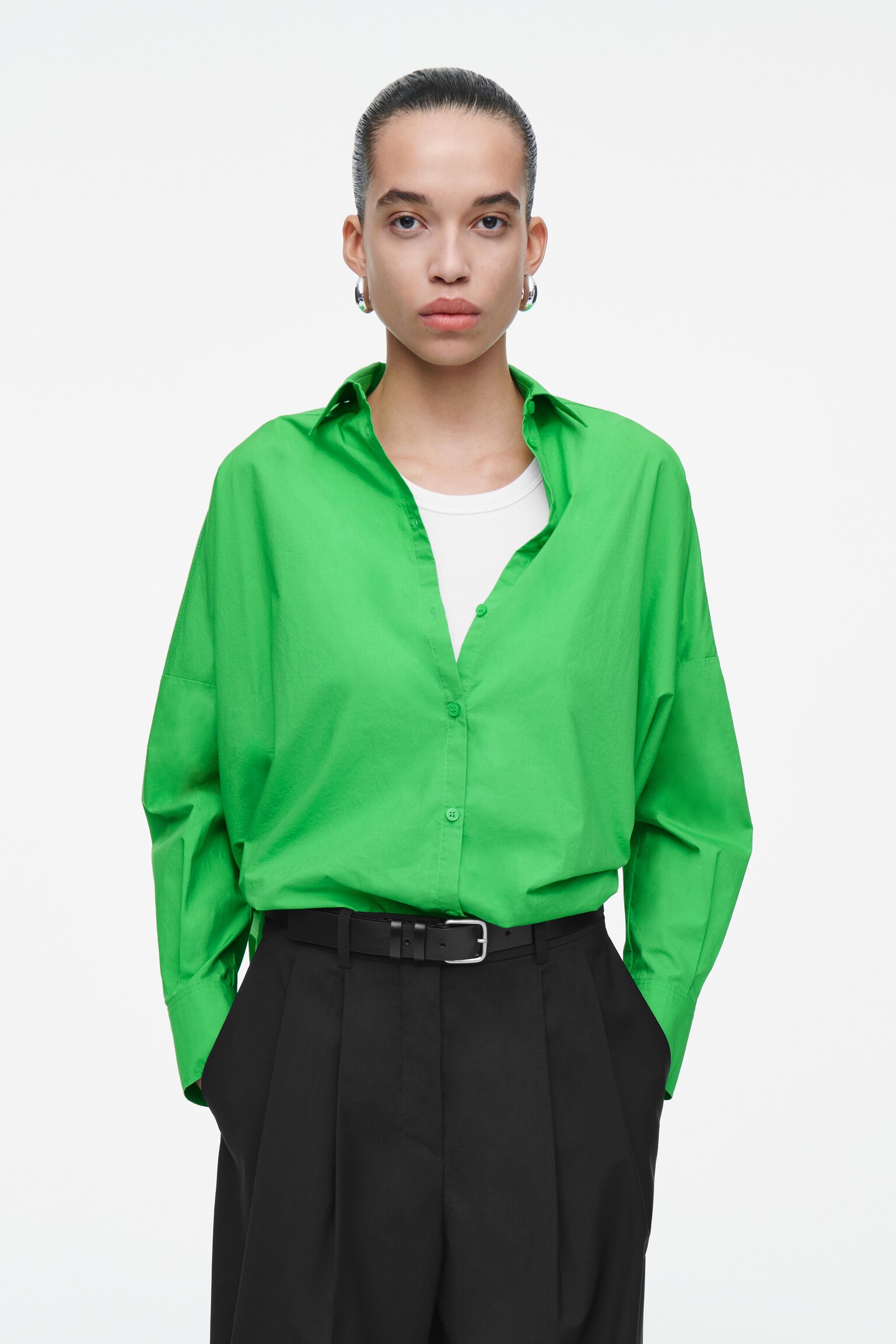 BOXY SQUARE-CUT SHIRT - GREEN