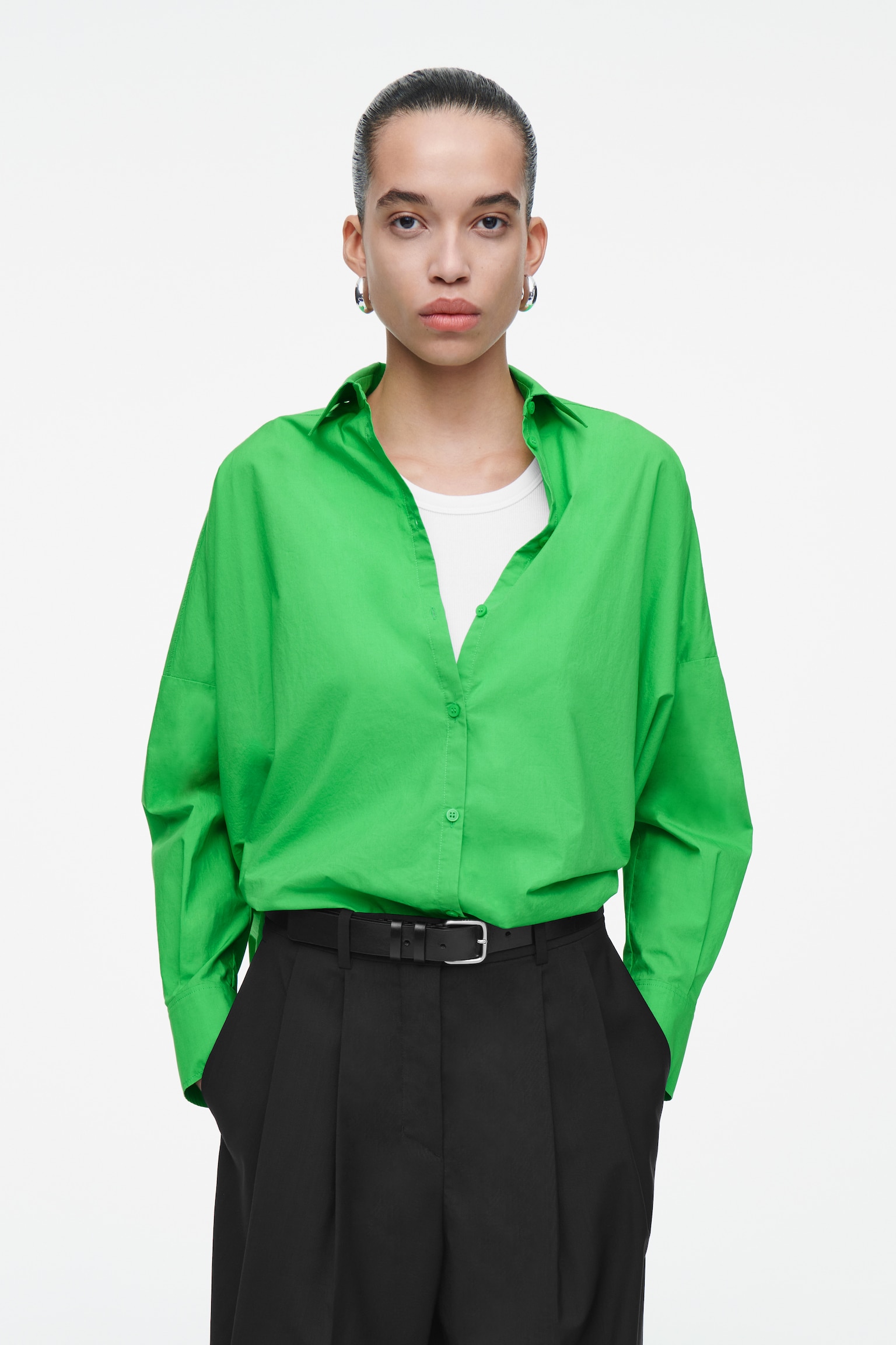 BOXY SQUARE-CUT SHIRT - GREEN