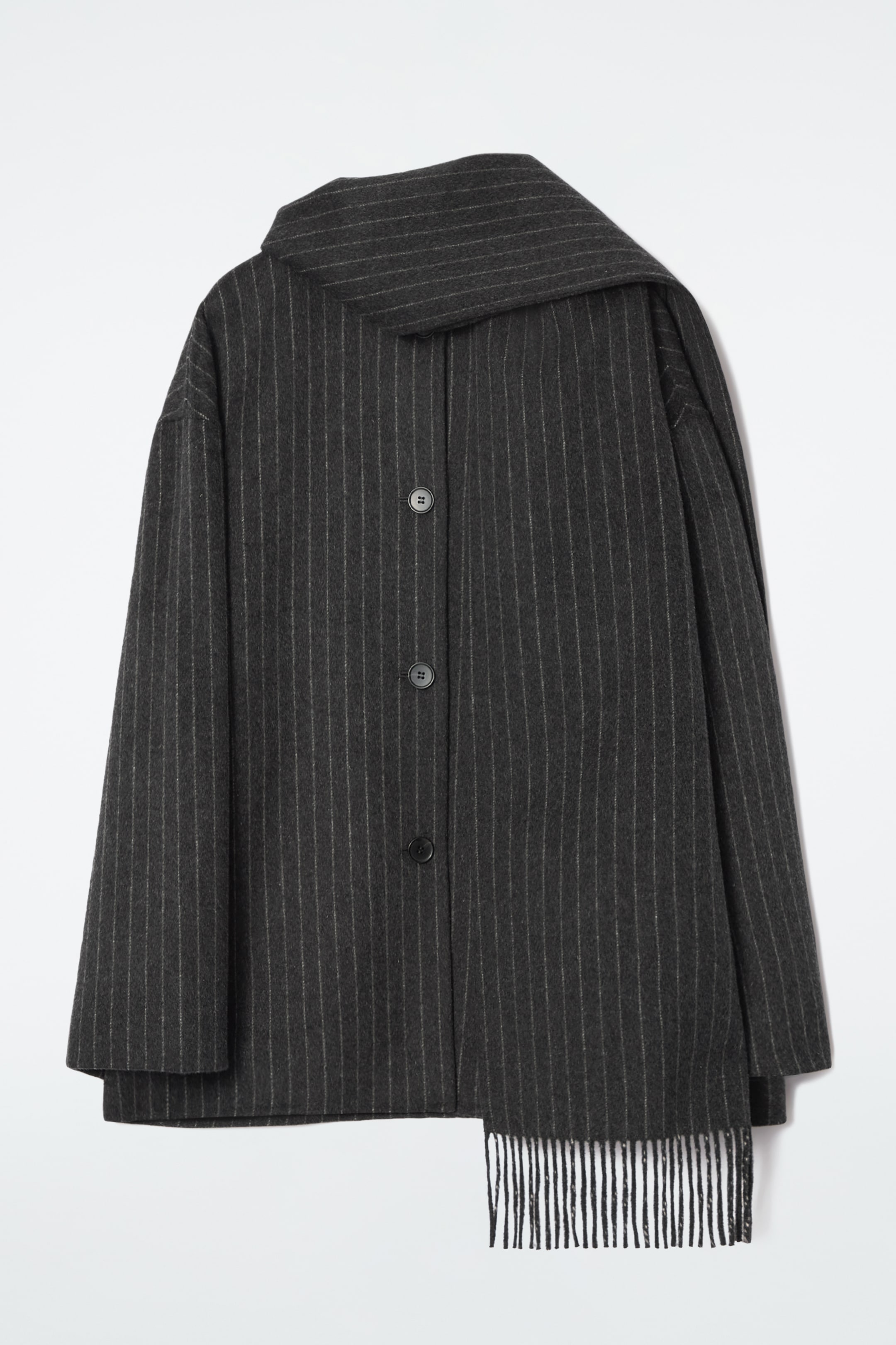 Grösseres Bild ansehen: OVERSIZED-SCHALJACKE AUS WOLL-MIX - ANTHRAZIT/NADELSTREIFEN - DAMEN | H&M CH 1