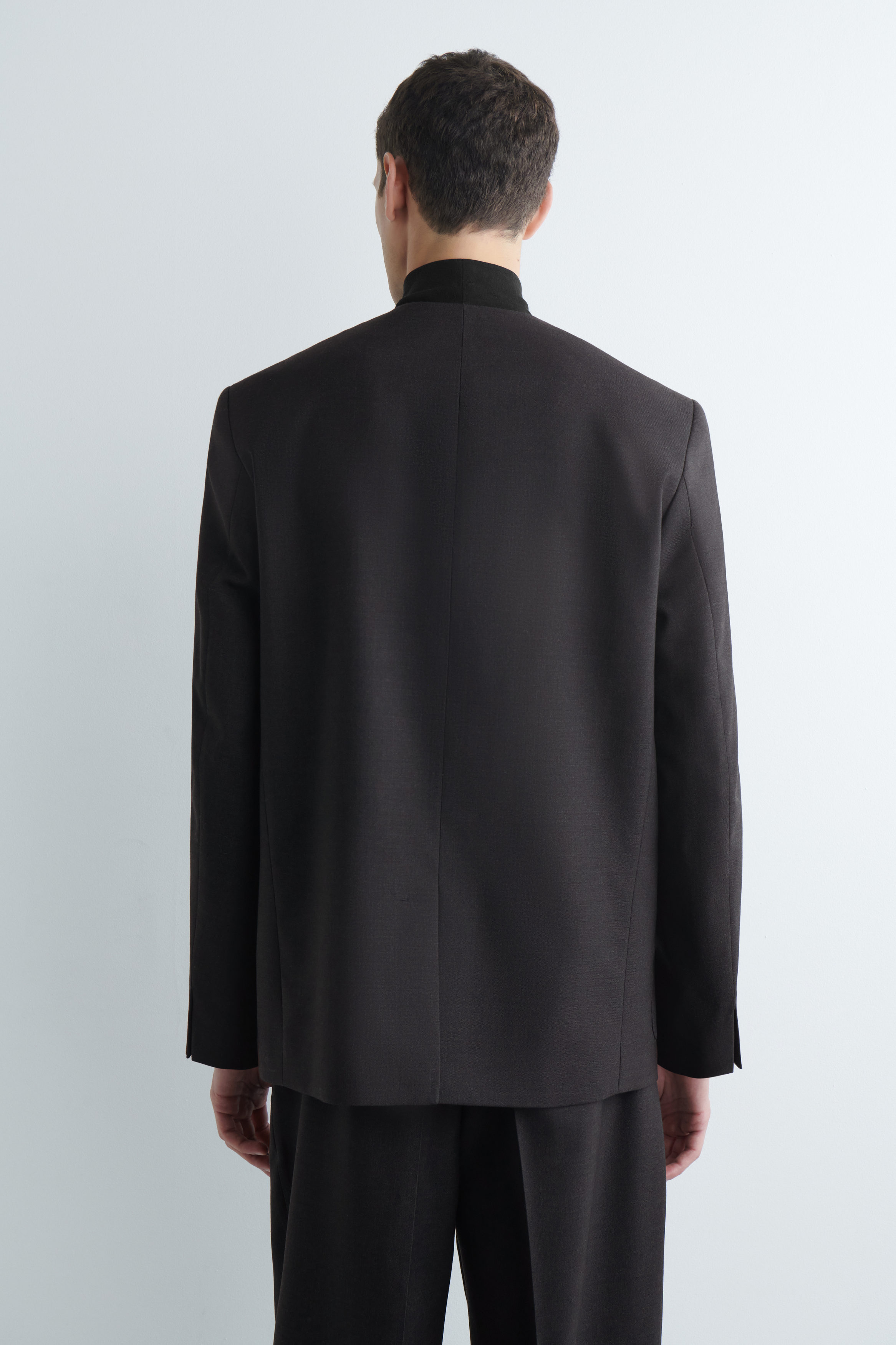 ジャケット・アウター HARU COLLARLESS WOOL TAILORED BLAZER Tailored Collarless Blazer (AG41-020-BLACK)