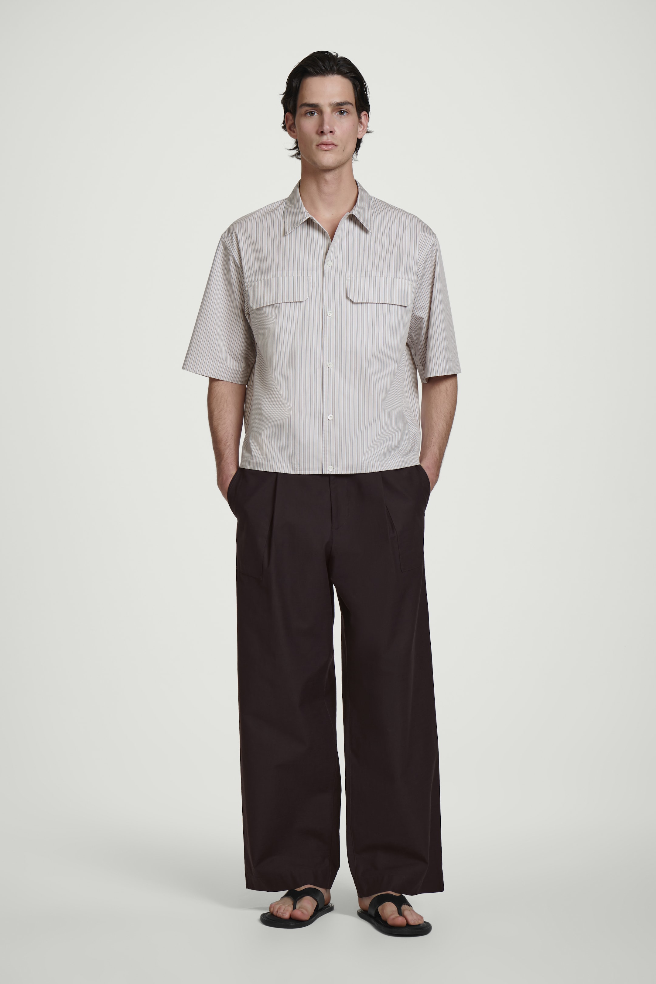 Ingrandisci l'immagine: RELAXED FLAP-POCKET UTILITY SHIRT - MOLE / PINK / STRIPED - UOMO | H&M CH 2