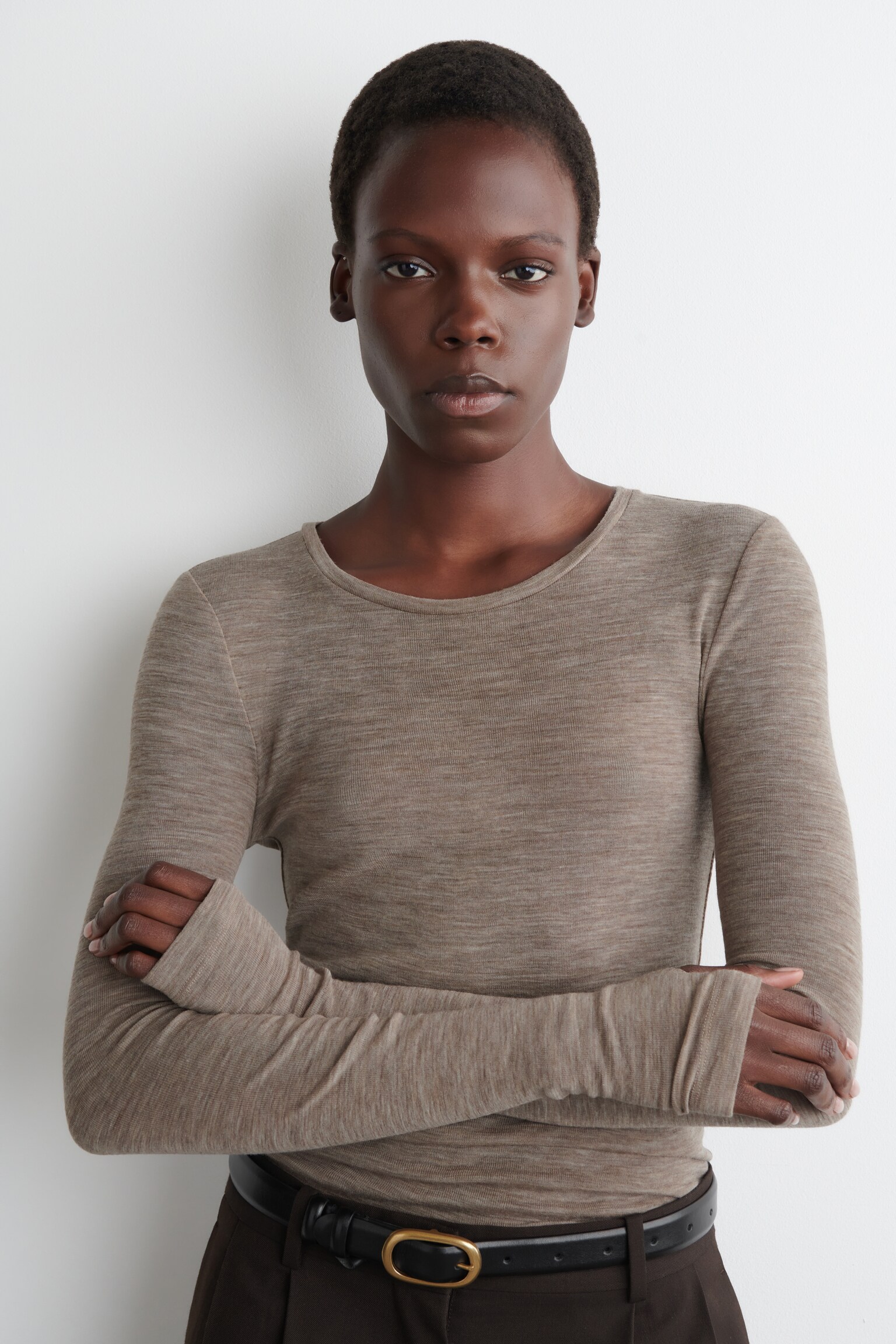 HAUT SLIM EN LAINE MÉRINOS - TAUPE CHINÉ/BLEU MARINE/GRIS ANTHRACITE CHINÉ/ROUGE/GRIS / MOUCHETÉ/CAMEL CHINÉ/BRUN FONCÉ CHINÉ - 3