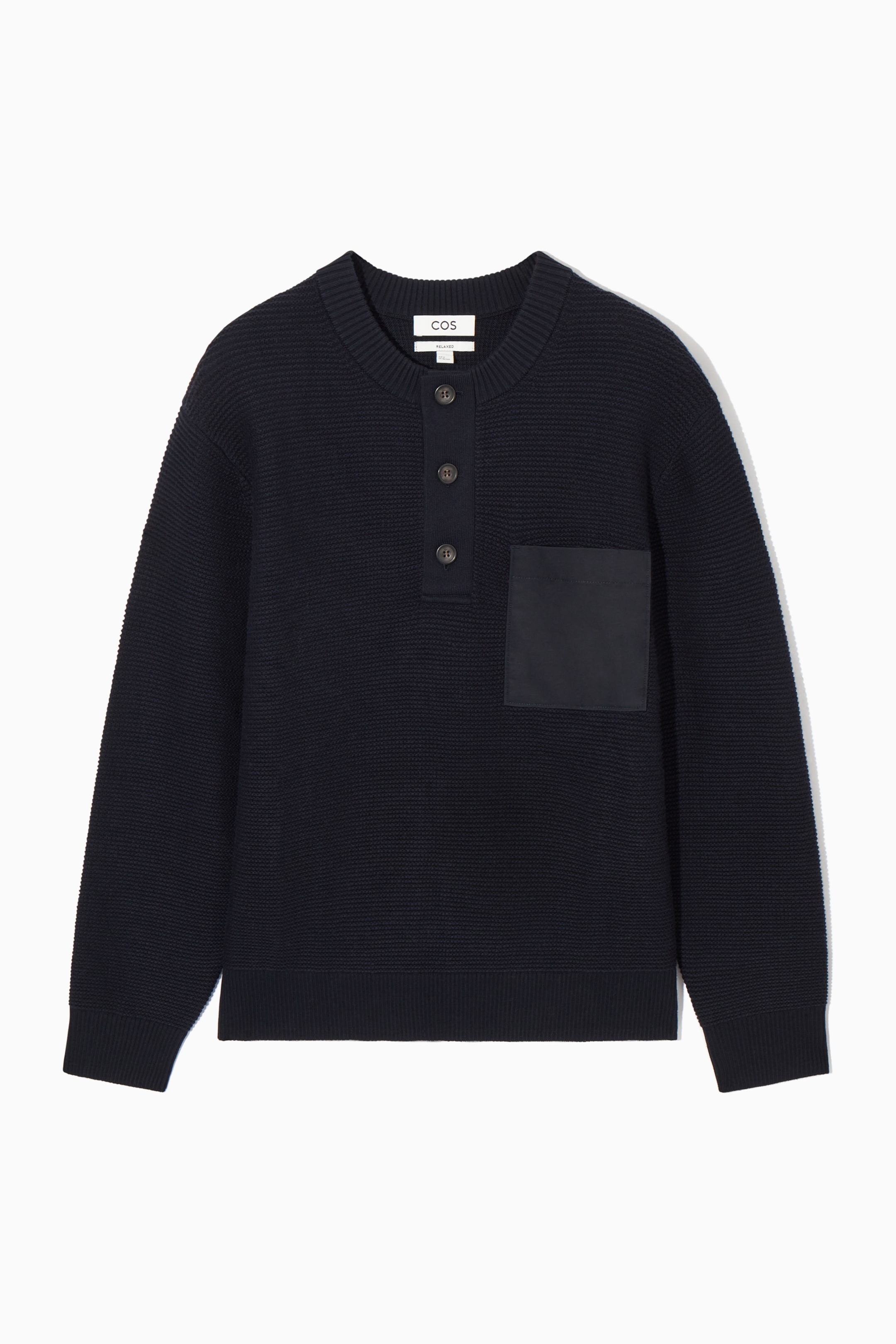 View larger image: WAFFLE-KNIT HENLEY JUMPER - NAVY - Men | H&M GB 1