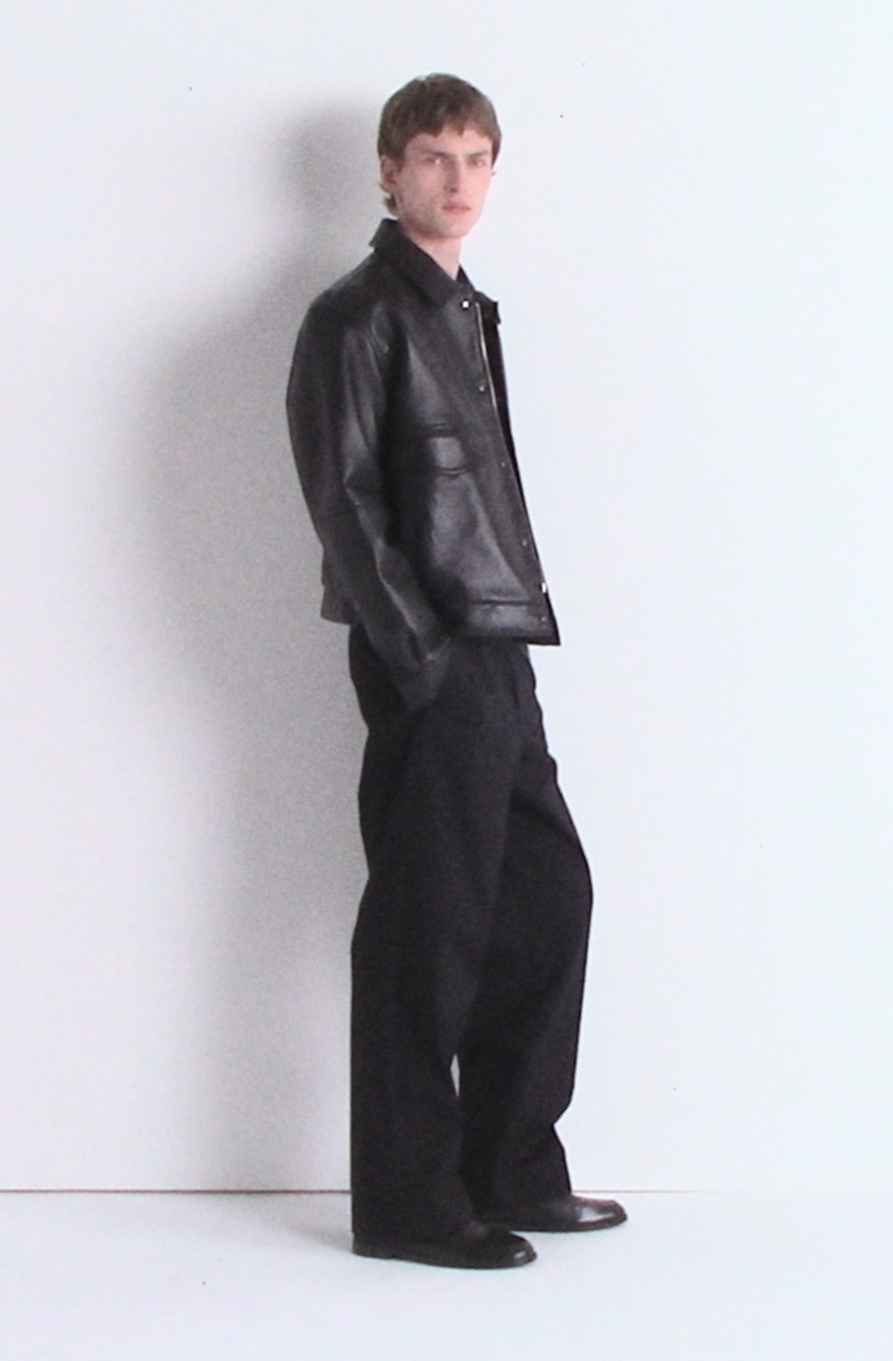 COTTON RELAXED-FIT WIDE-LEG CHINOS - BLACK | COS