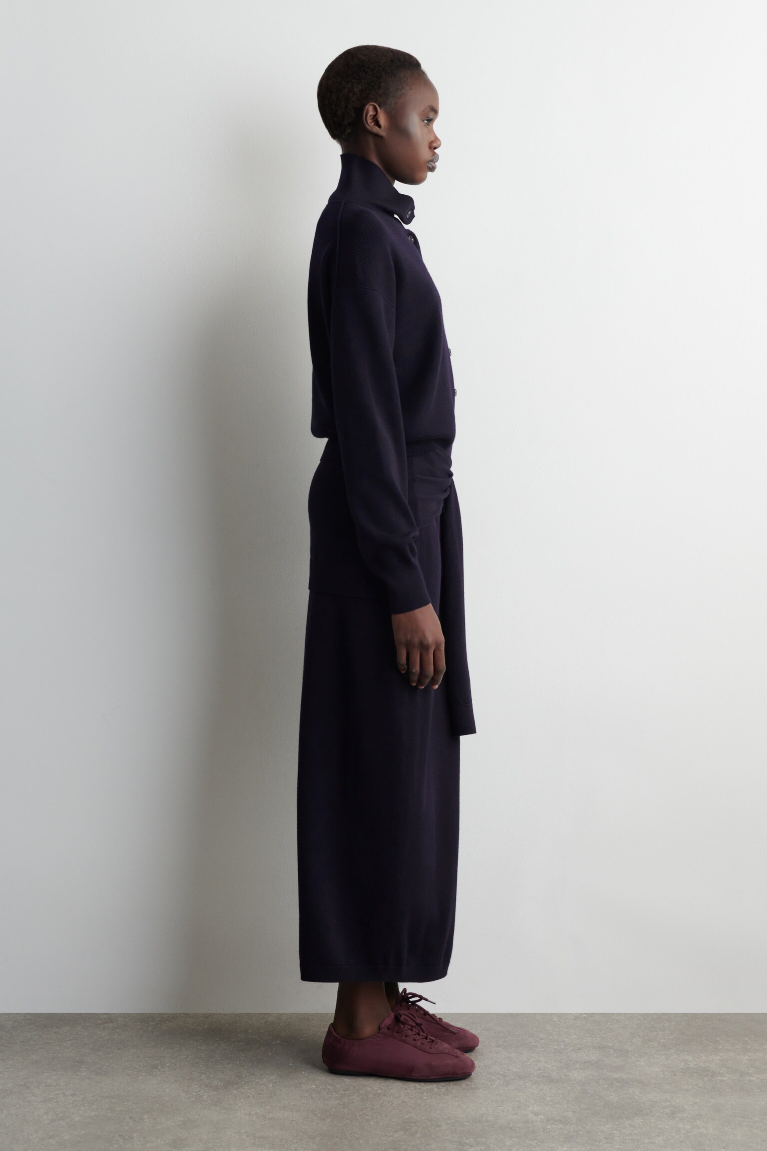 BASKETS FAÇON BALLERINES EN DAIM ET NYLON - BORDEAUX/NOIR - 5