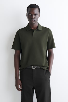 COTTON-PIQUÉ POLO SHIRT — DARK GREEN 1