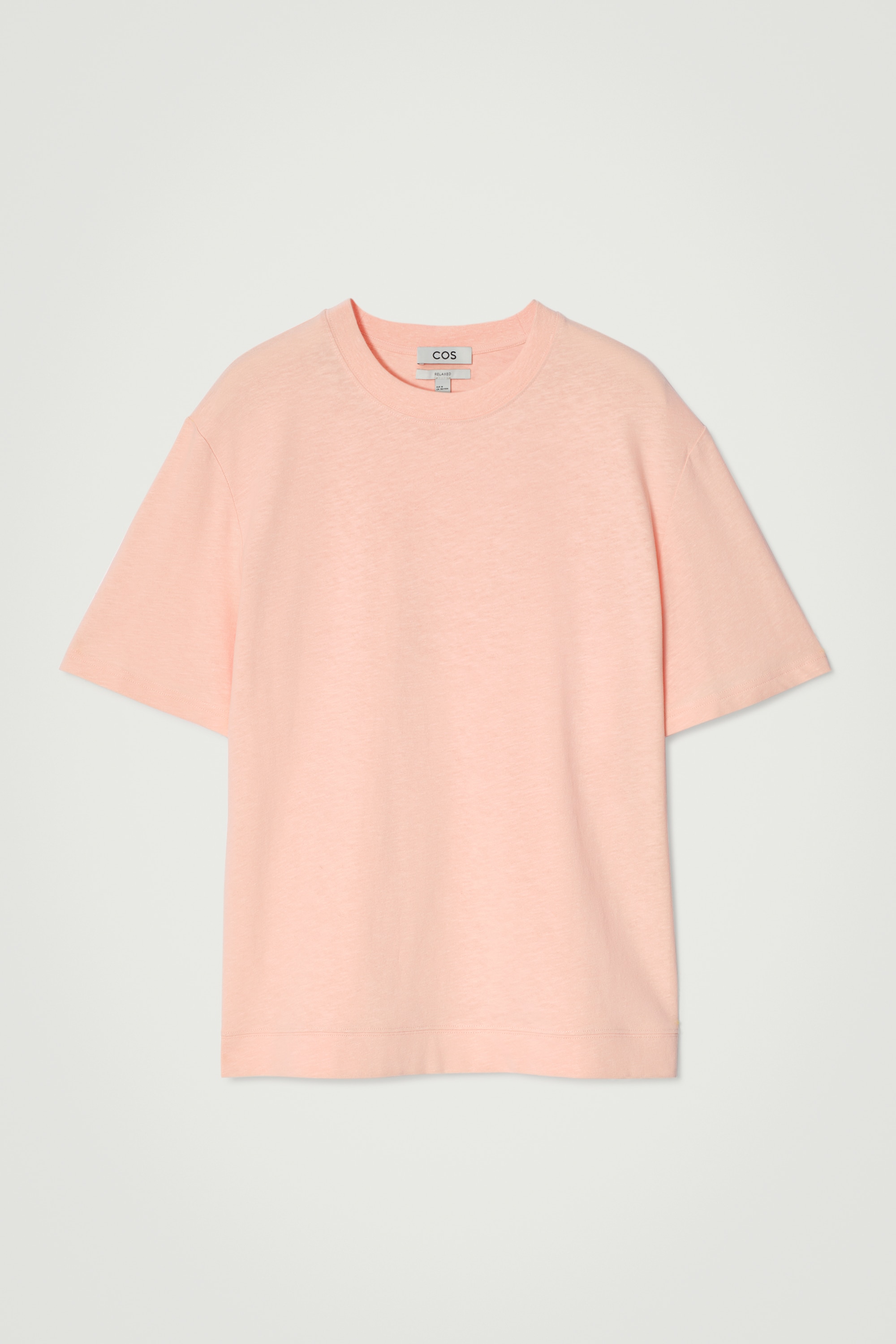 RELAXED SLUBBED COTTON-LINEN T-SHIRT - APRICOT/WHITE/BLUE