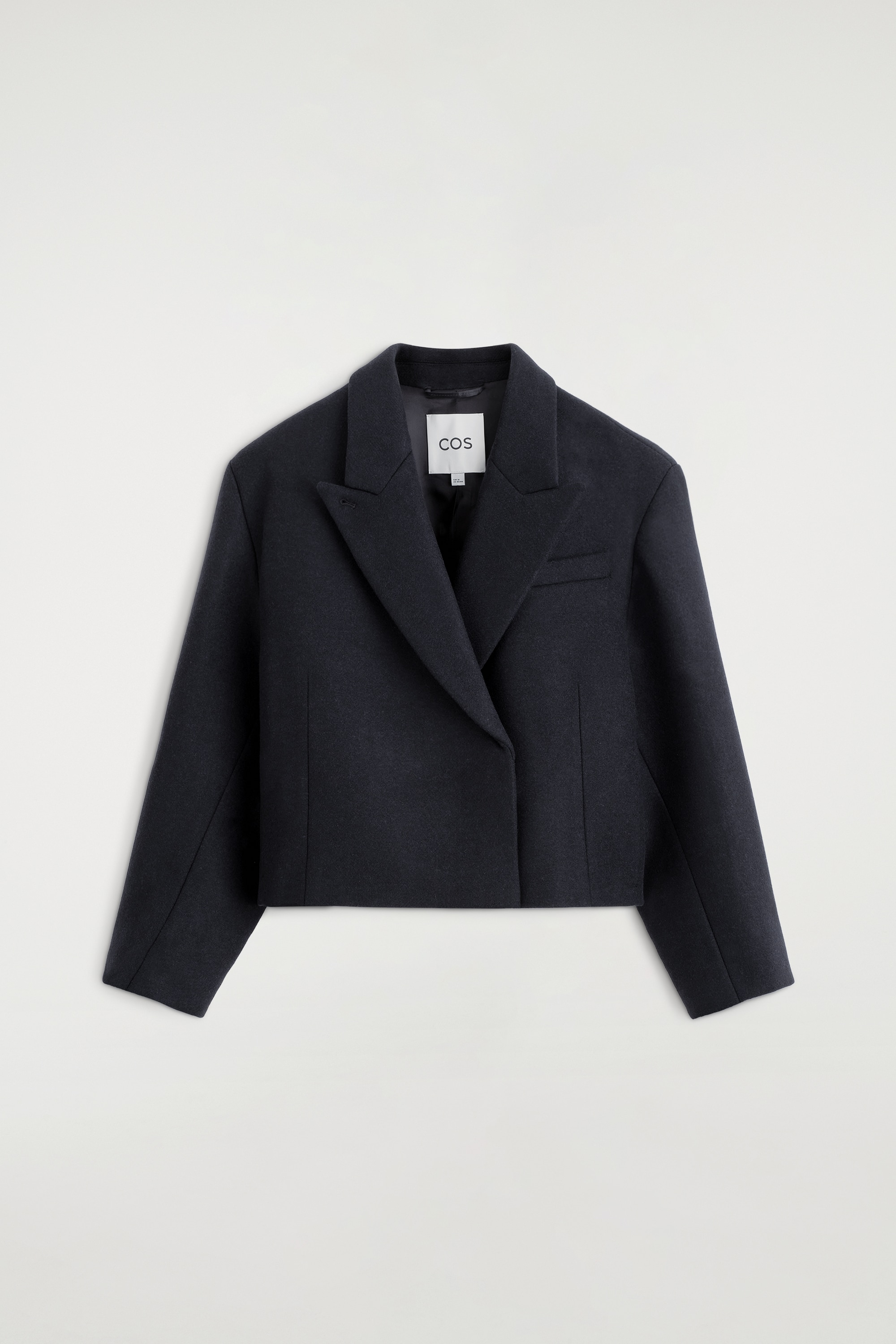 Blazer curto de corte amplo em mistura de lã feltrada - AZUL-MARINHO