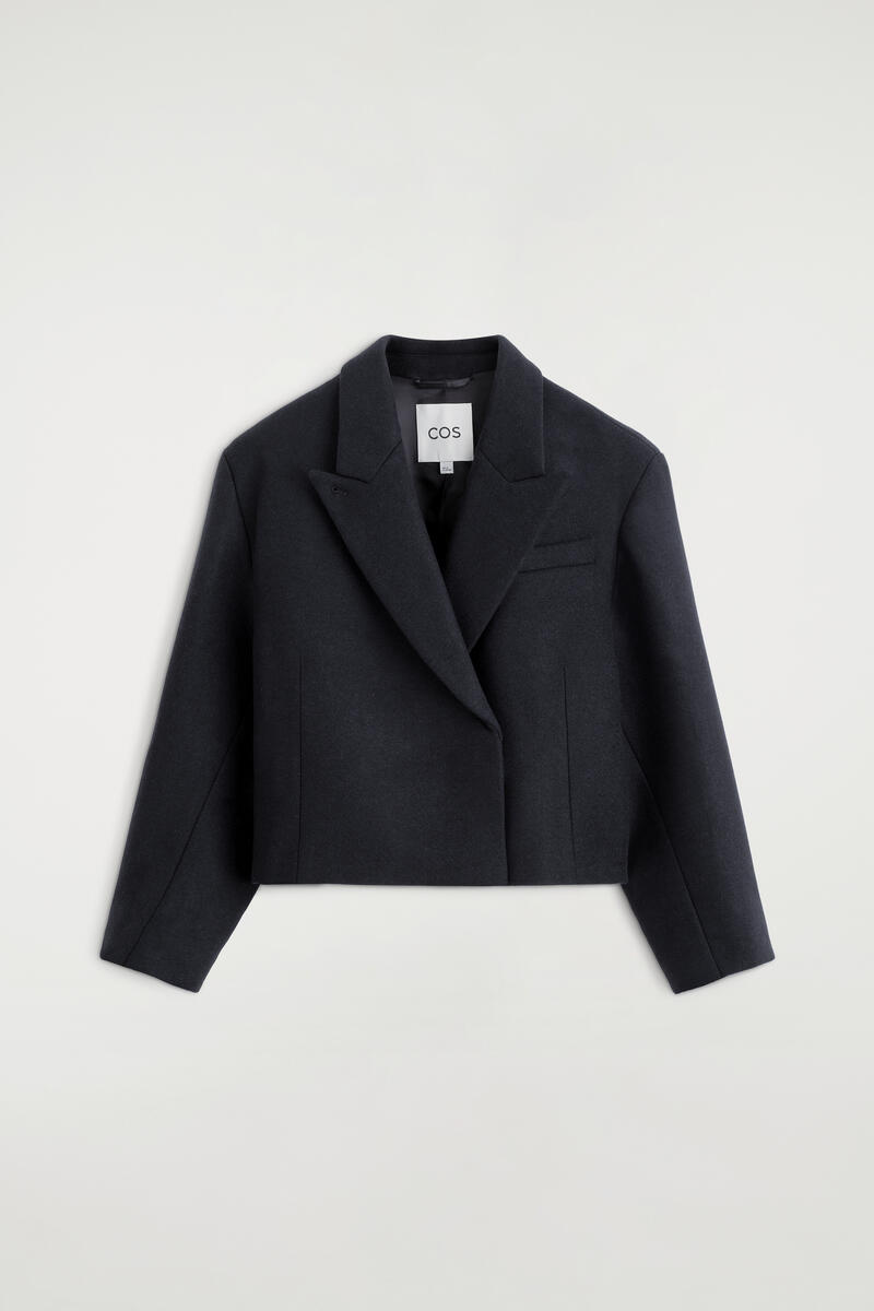 Oversized Cropped Boiled Wool-Blend Blazer