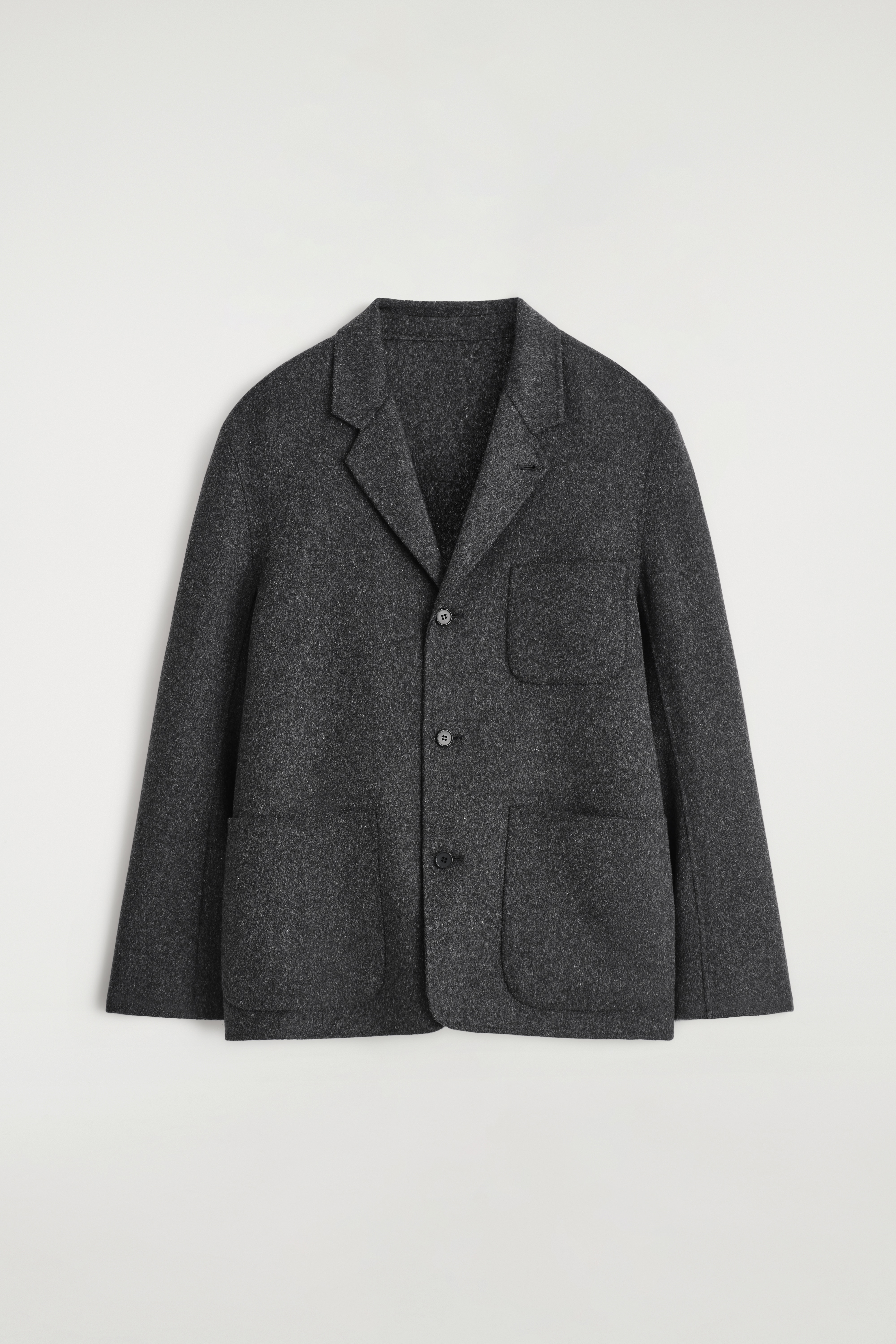 UNSTRUCTURED DOUBLE-FACED WOOL BLAZER - CHARCOAL/BROWN