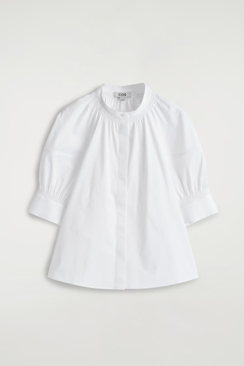 Smocked Puff-Sleeve Blouse