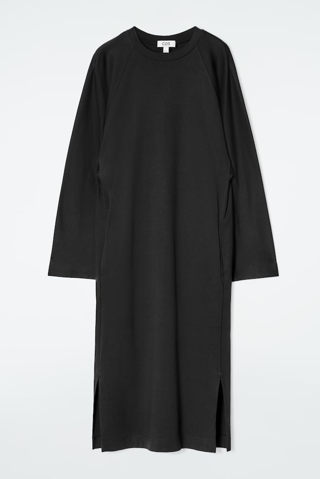 COLUMN DRESS AUS JERSEY IN MIDILÄNGE - SCHWARZ/NAVYBLAU/GESTREIFT - 1