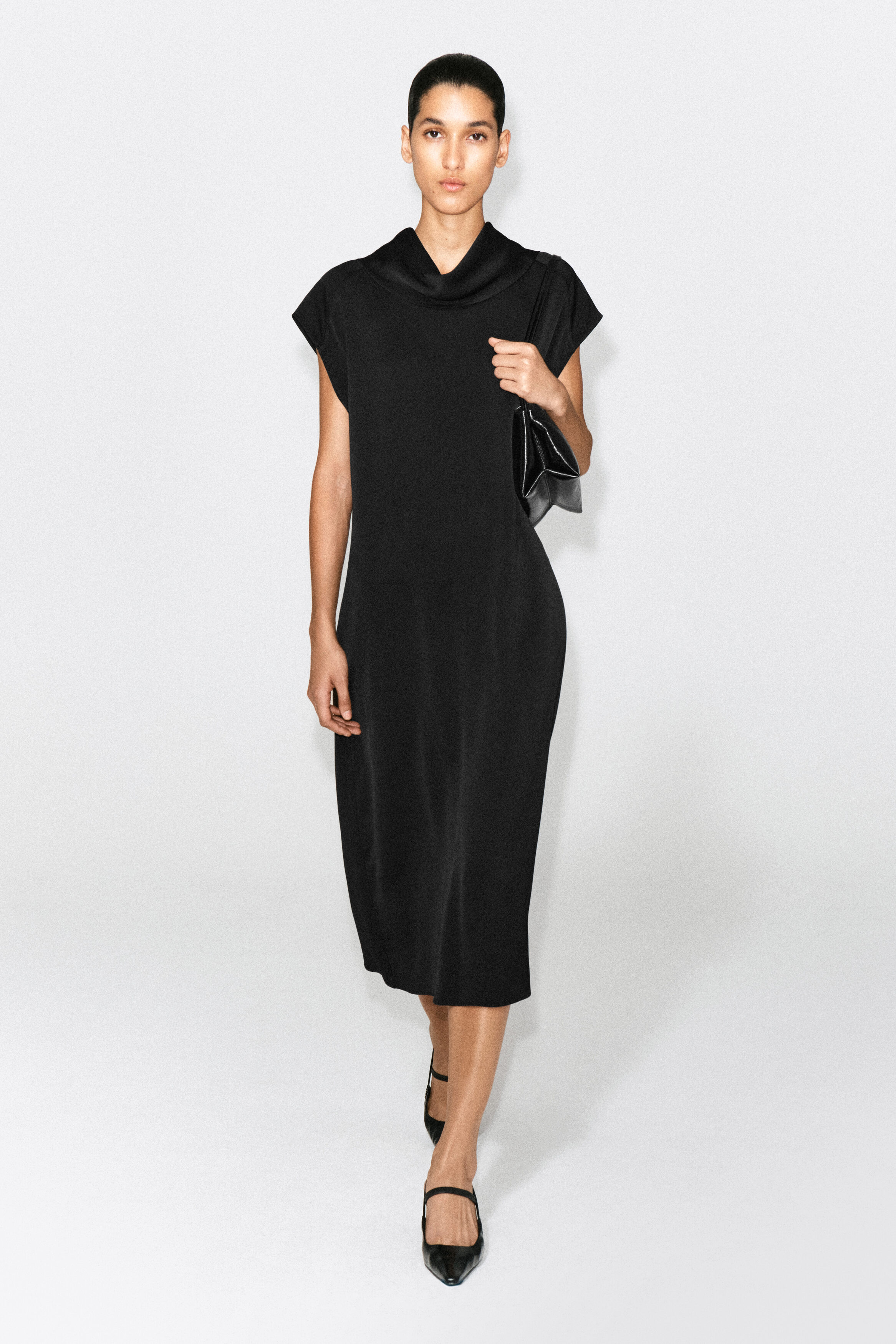 Cowl-Neck Crepe Midi Dress by COS