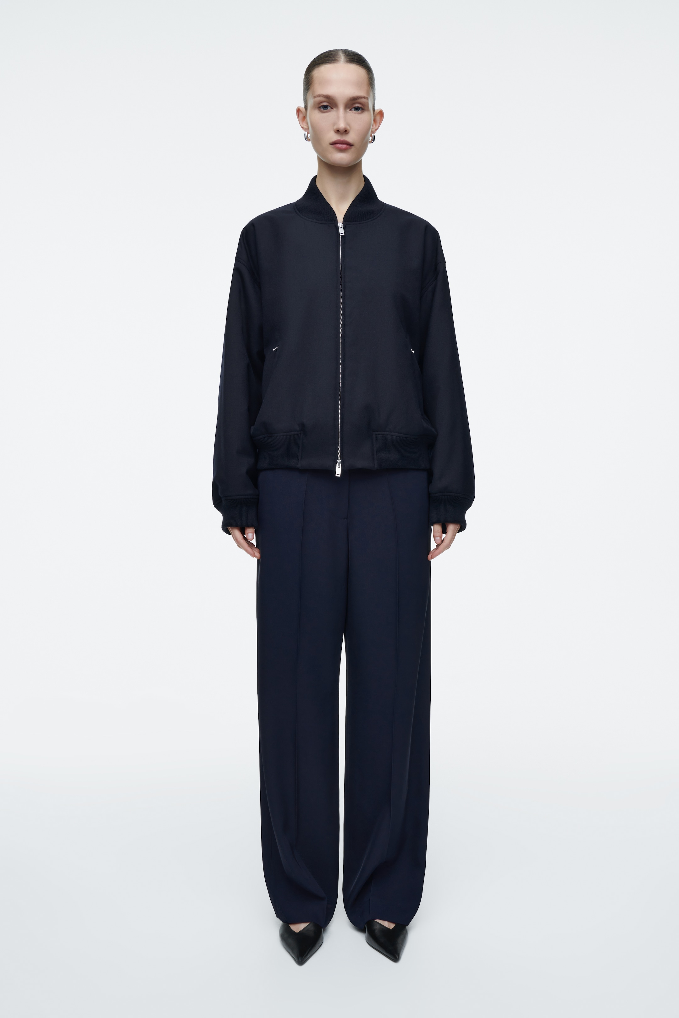 Agrandir l'image: VESTE BOMBER OVERSIZE EN LAINE - BLEU MARINE - FEMME | H&M FR 2