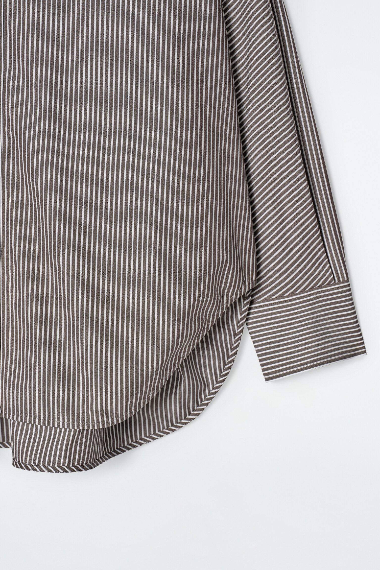 Lazított pamut ing - barna / fehér / csíkos - 5