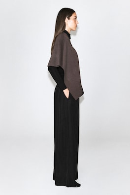DOUBLE-FACED WOOL-BLEND CAPE — BROWN 4