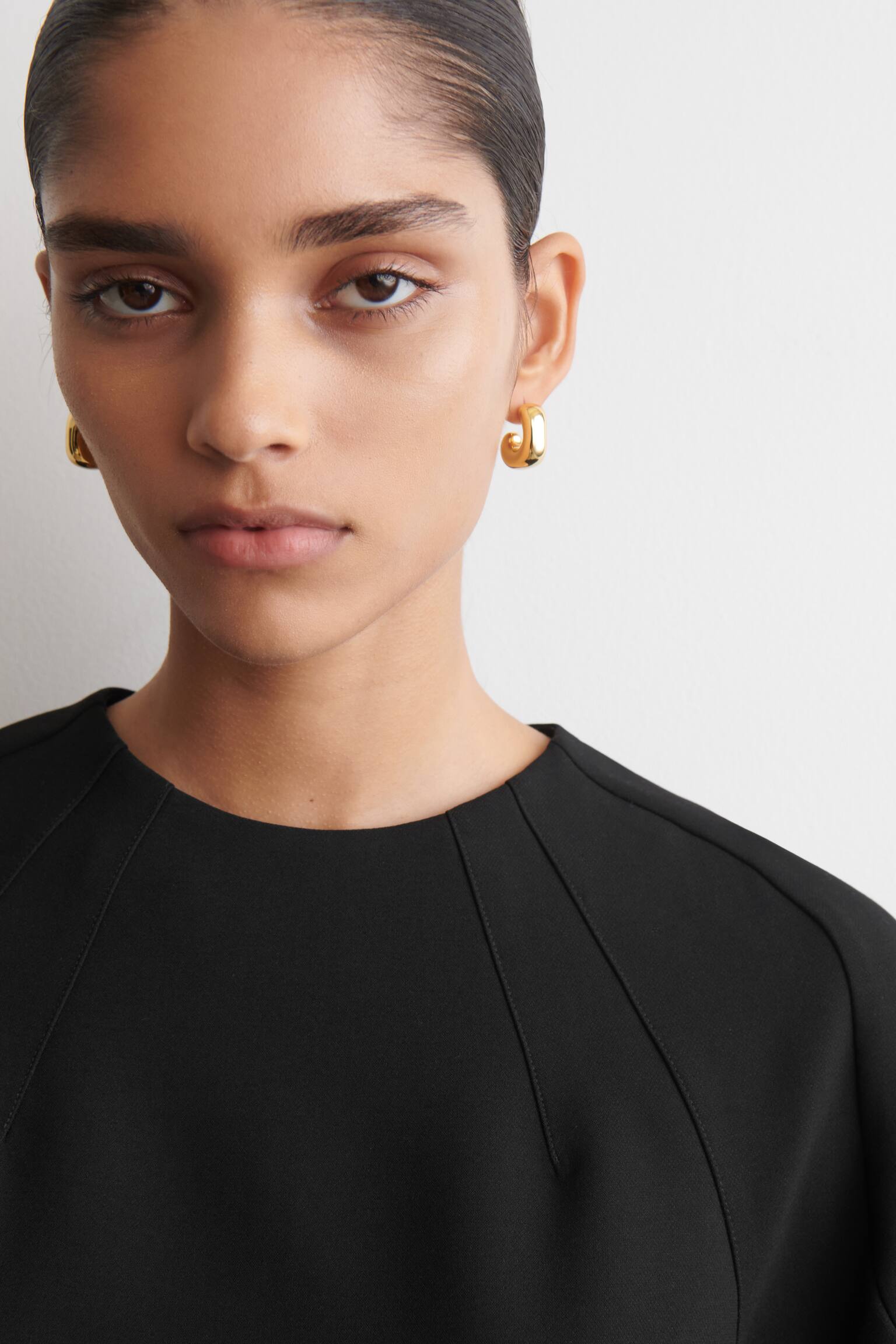 Vestido curto de mangas compridas ajustado - PRETO - 6