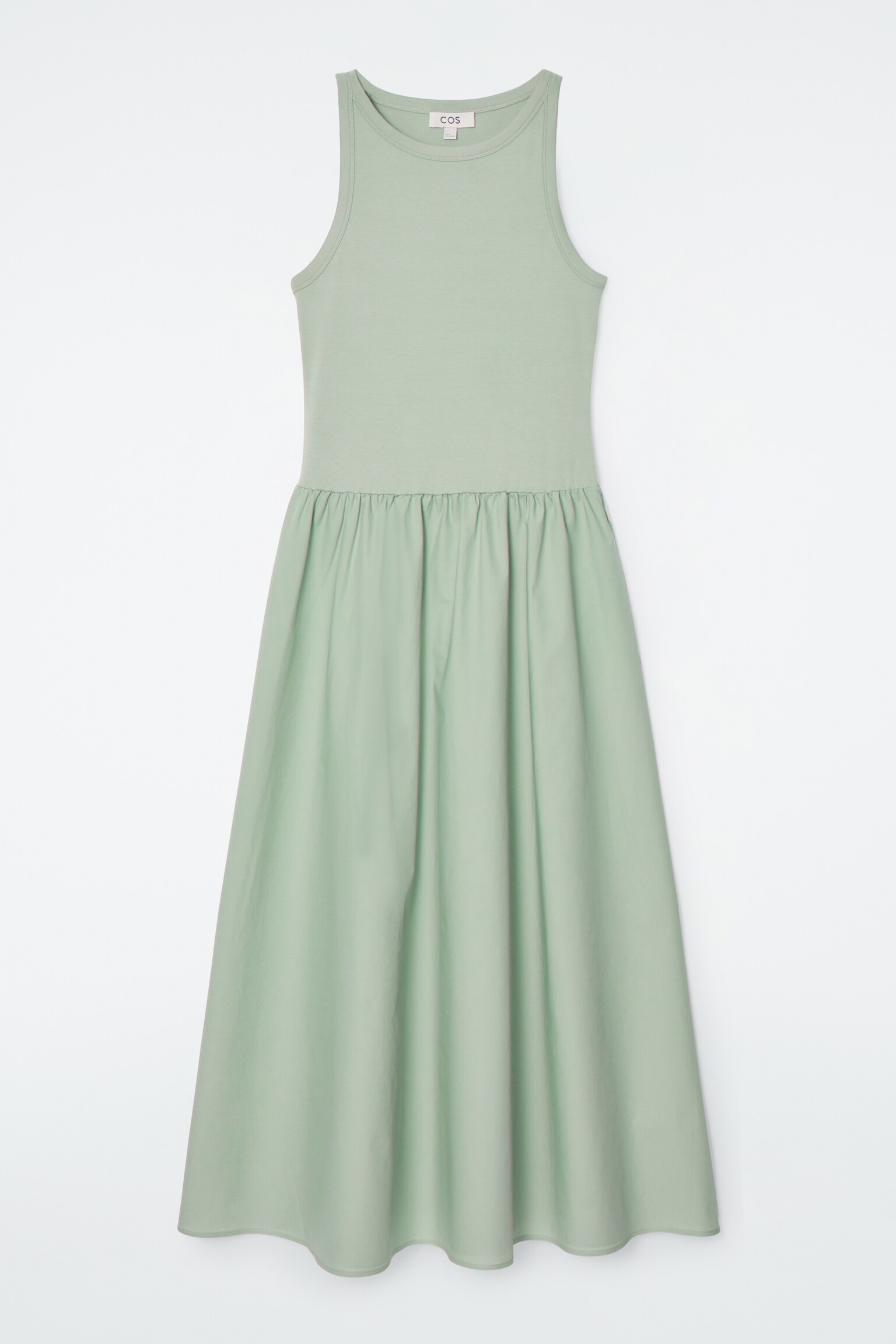 CONTRAST-PANEL MAXI DRESS - SAGE GREEN