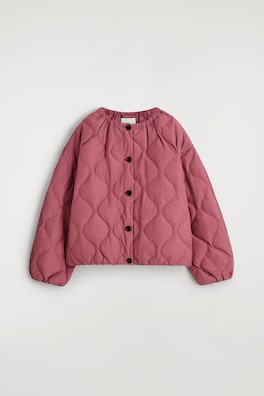 GATHERED QUILTED DOWN JACKET — DARK RED 6