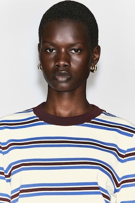 CLEAN CUT LONG-SLEEVED T-SHIRT — WHITE / BLUE / STRIPED 2