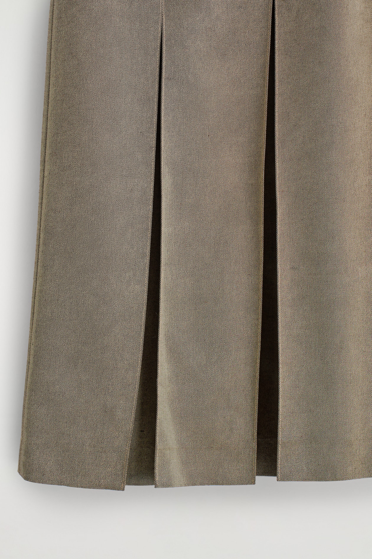 PLEATED METALLIC WOOL-BLEND SKIRT — STONE MÉLANGE