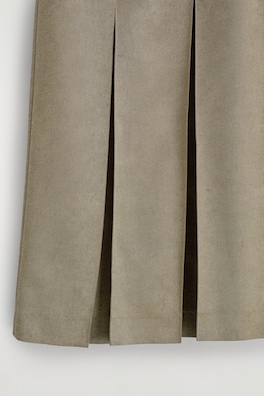 PLEATED METALLIC WOOL-BLEND SKIRT — STONE MÉLANGE 1