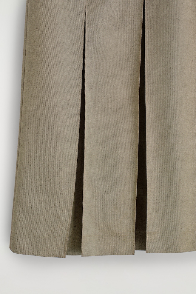 PLEATED METALLIC WOOL-BLEND SKIRT — STONE MÉLANGE