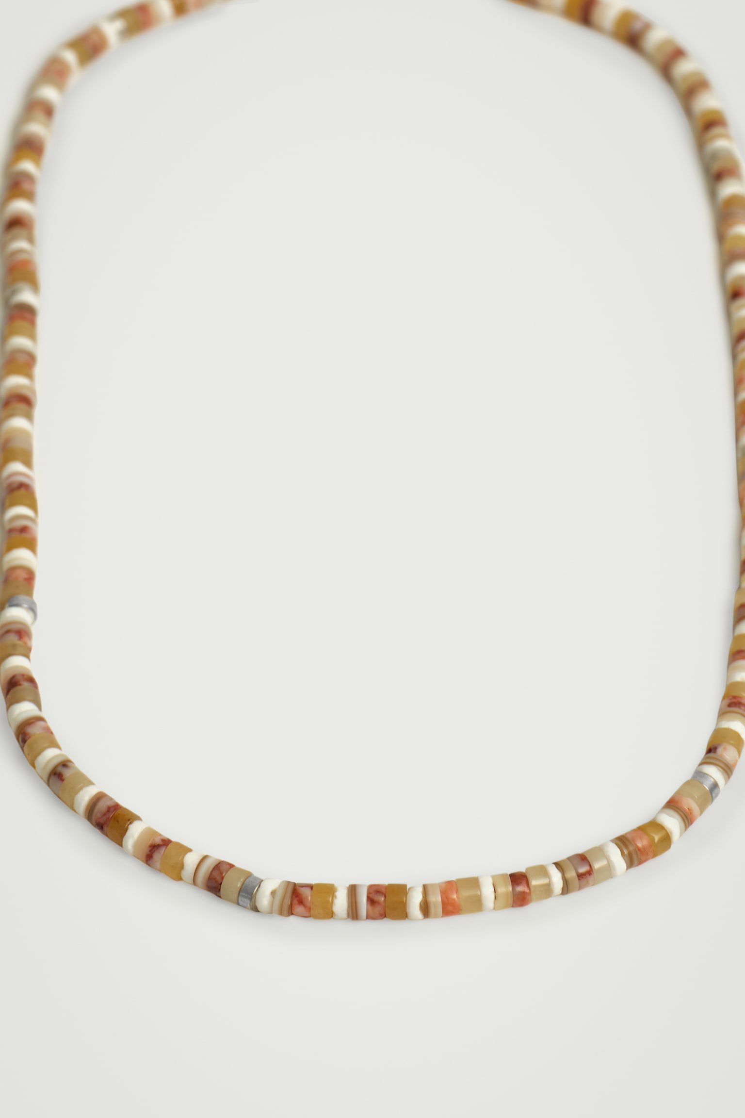 COLLANA CON PERLINE IN PIETRE SEMIPREZIOSE - ARGENTO / ARANCIONE - 3