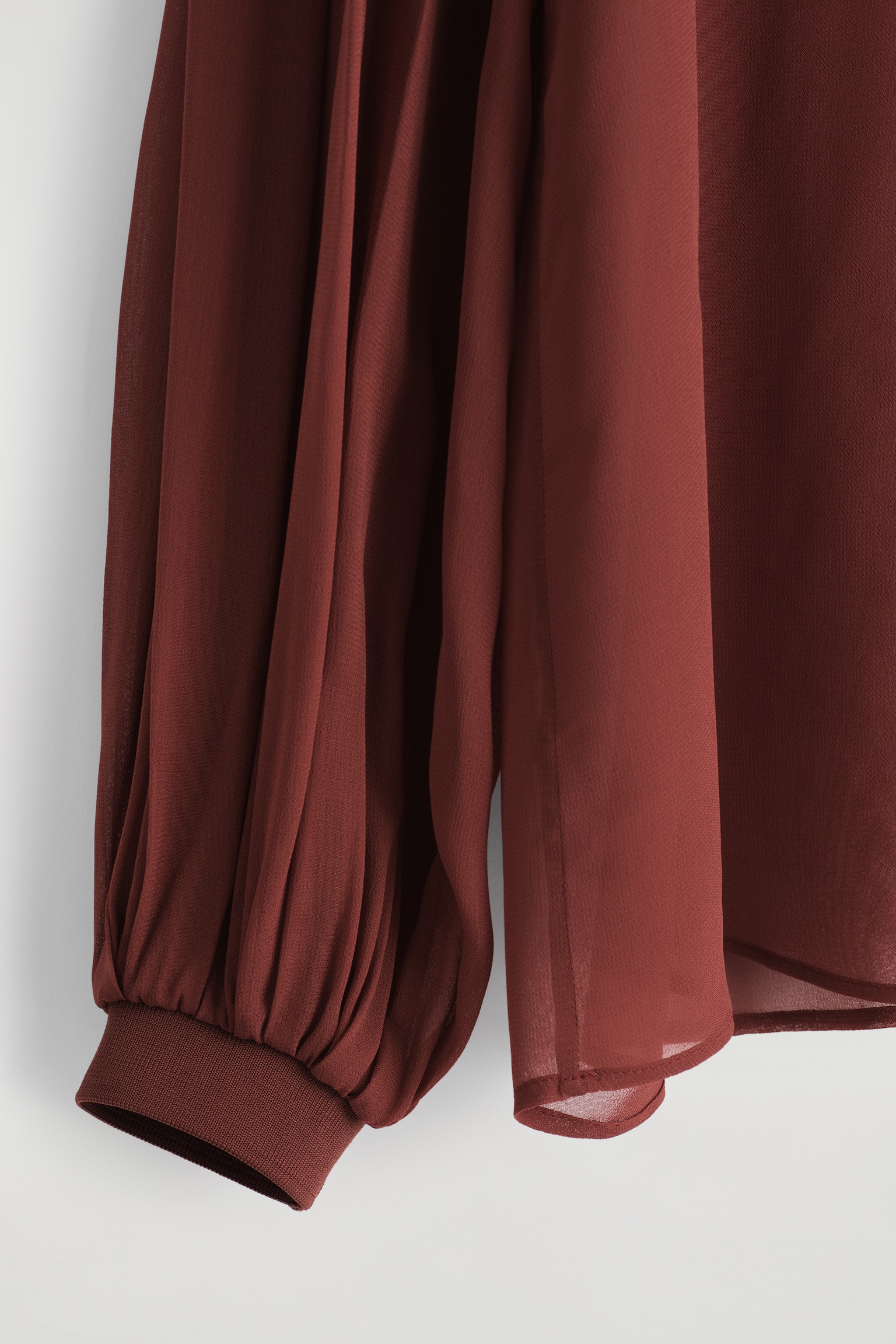 BLUSA TRASPARENTE CON MANICHE A PALLONCINO - ROSSO SCURO/CELESTE - 5