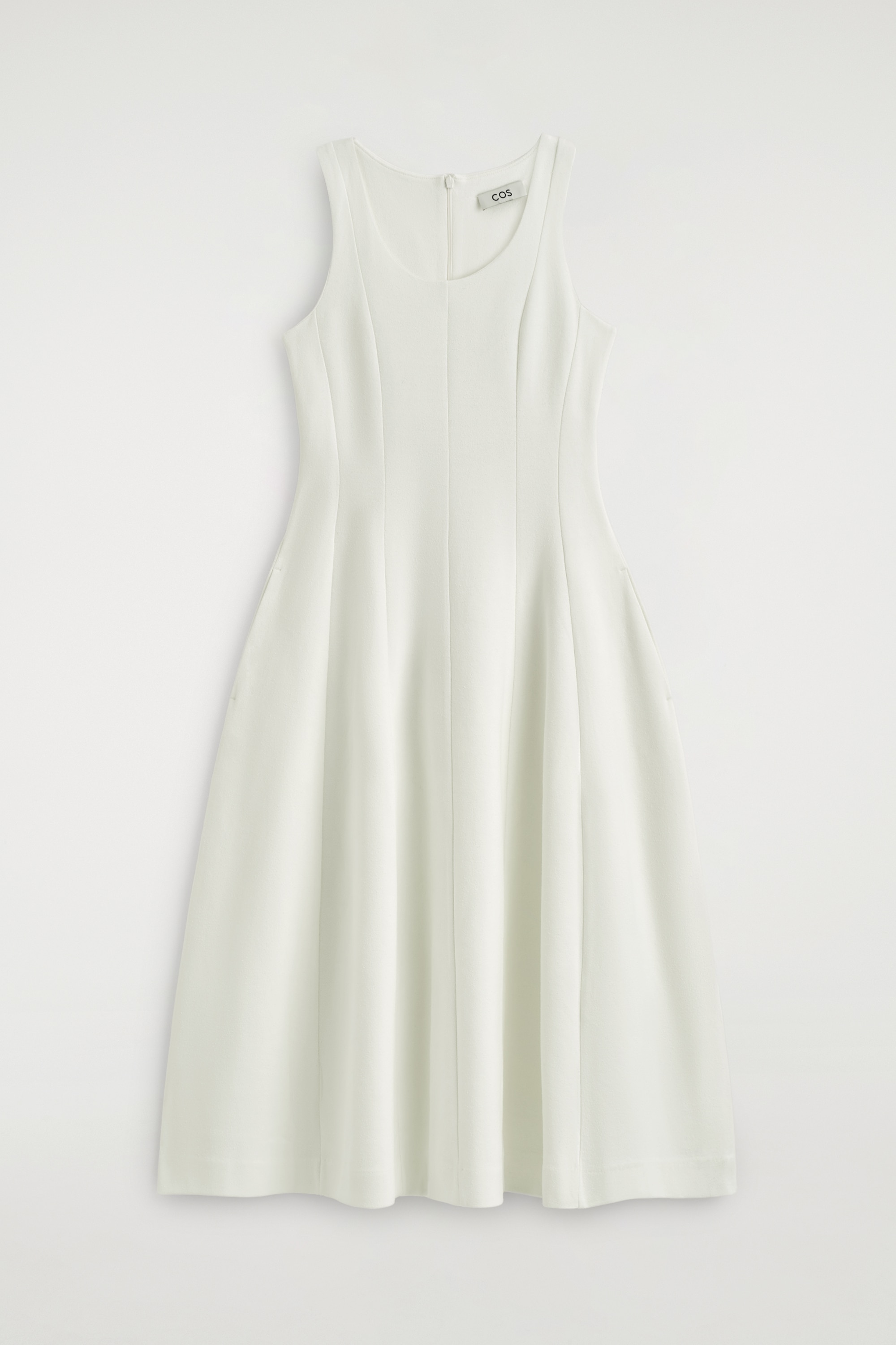 Gestructureerde katoenen midi-jurk - WIT/ZWART