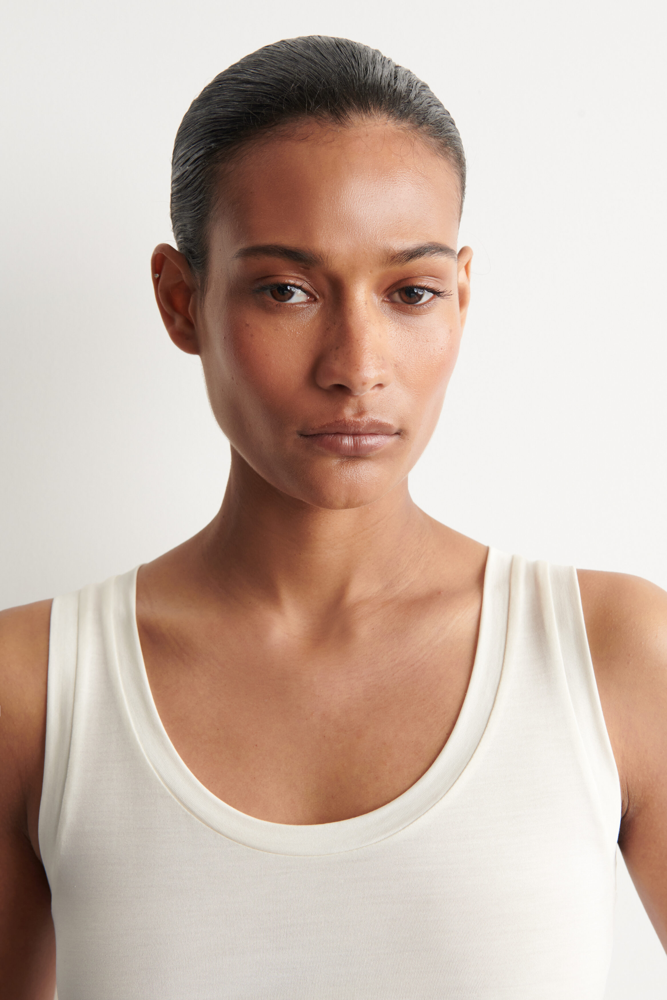 SCOOP-NECK SILK-JERSEY TANK TOP - WHITE | COS US
