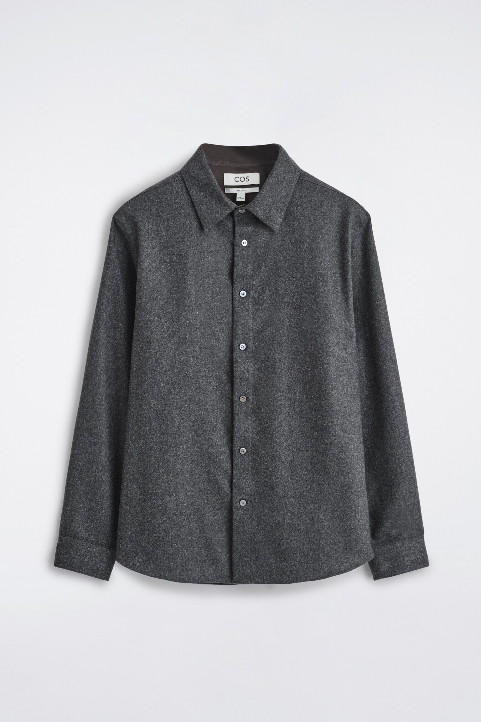 CAMISA DE FRANELA DE LANA RELAXED FIT - GRIS MARENGO JASPEADO/NEGRO/A CUADROS