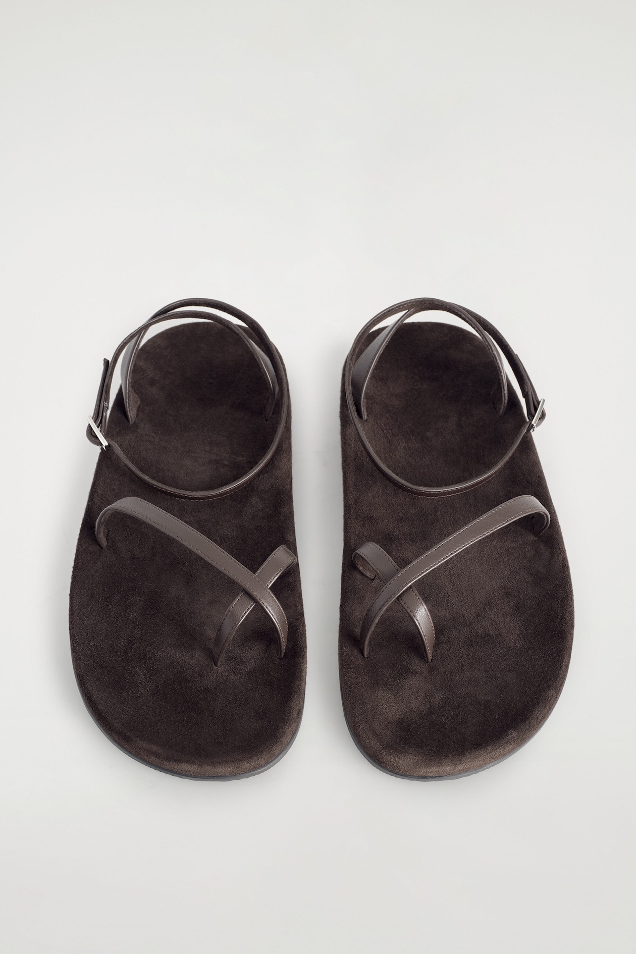 MINIMAL LEATHER SANDALS — BROWN